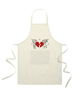 Recycled Cotton Apron – Sustainable and Practical – Cooking and Working – Embroidered Design “Love with Heart”