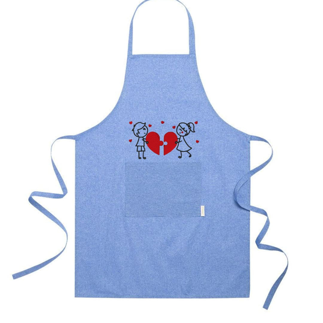 Grembiule in Cotone Riciclato – Sostenibile e Pratico – Cucina e Lavoro – Design Ricamato Innamorati con cuore-Biiply