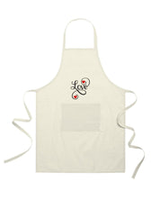 Grembiule in Cotone Riciclato – Sostenibile e Pratico – Cucina e Lavoro – Design Ricamato Scritta Love con Cuori-Biiply
