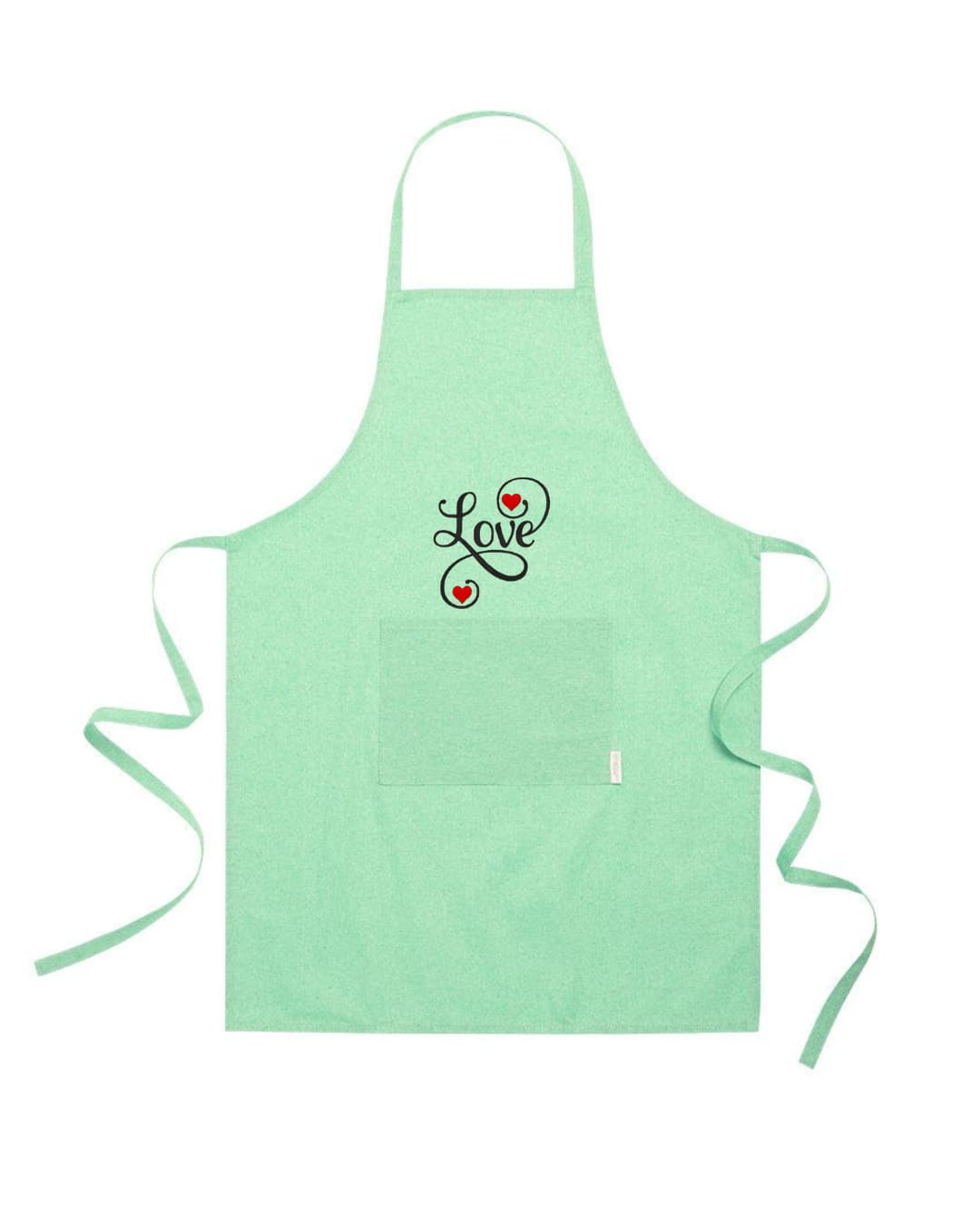 Grembiule in Cotone Riciclato – Sostenibile e Pratico – Cucina e Lavoro – Design Ricamato Scritta Love con Cuori-Biiply