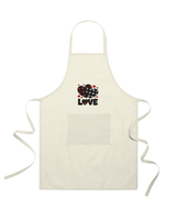 Grembiule in Cotone Riciclato – Sostenibile e Pratico – Cucina e Lavoro – Design Ricamato Scritta Love con Cuori a scacchi