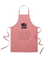 Grembiule in Cotone Riciclato – Sostenibile e Pratico – Cucina e Lavoro – Design Ricamato Scritta Love con Cuori a scacchi
