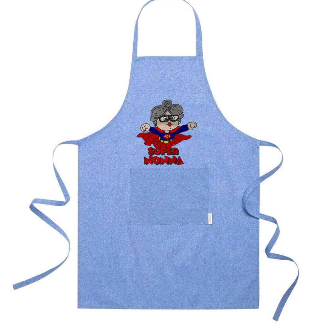 Grembiule in Cotone Riciclato – Sostenibile e Pratico – Cucina e Lavoro – Design Ricamato Super Nonna-Biiply