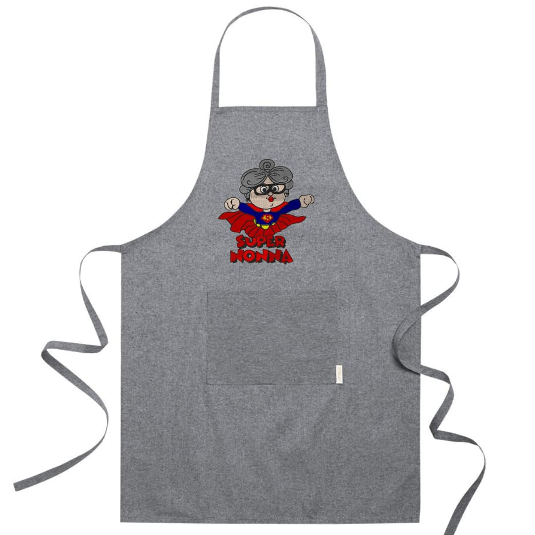 Grembiule in Cotone Riciclato – Sostenibile e Pratico – Cucina e Lavoro – Design Ricamato Super Nonna-Biiply