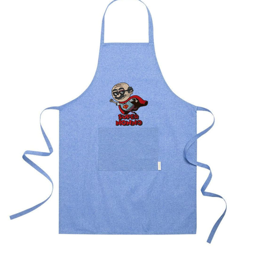 Grembiule in Cotone Riciclato – Sostenibile e Pratico – Cucina e Lavoro – Design Ricamato Super Nonno-Biiply