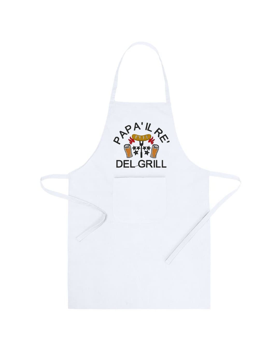 Grembiule in Cotone Riciclato o Poliestere e Cotone – Sostenibile e Pratico – Cucina e Lavoro – Design Ricamato Con scritta Papà il re del grill-Biiply