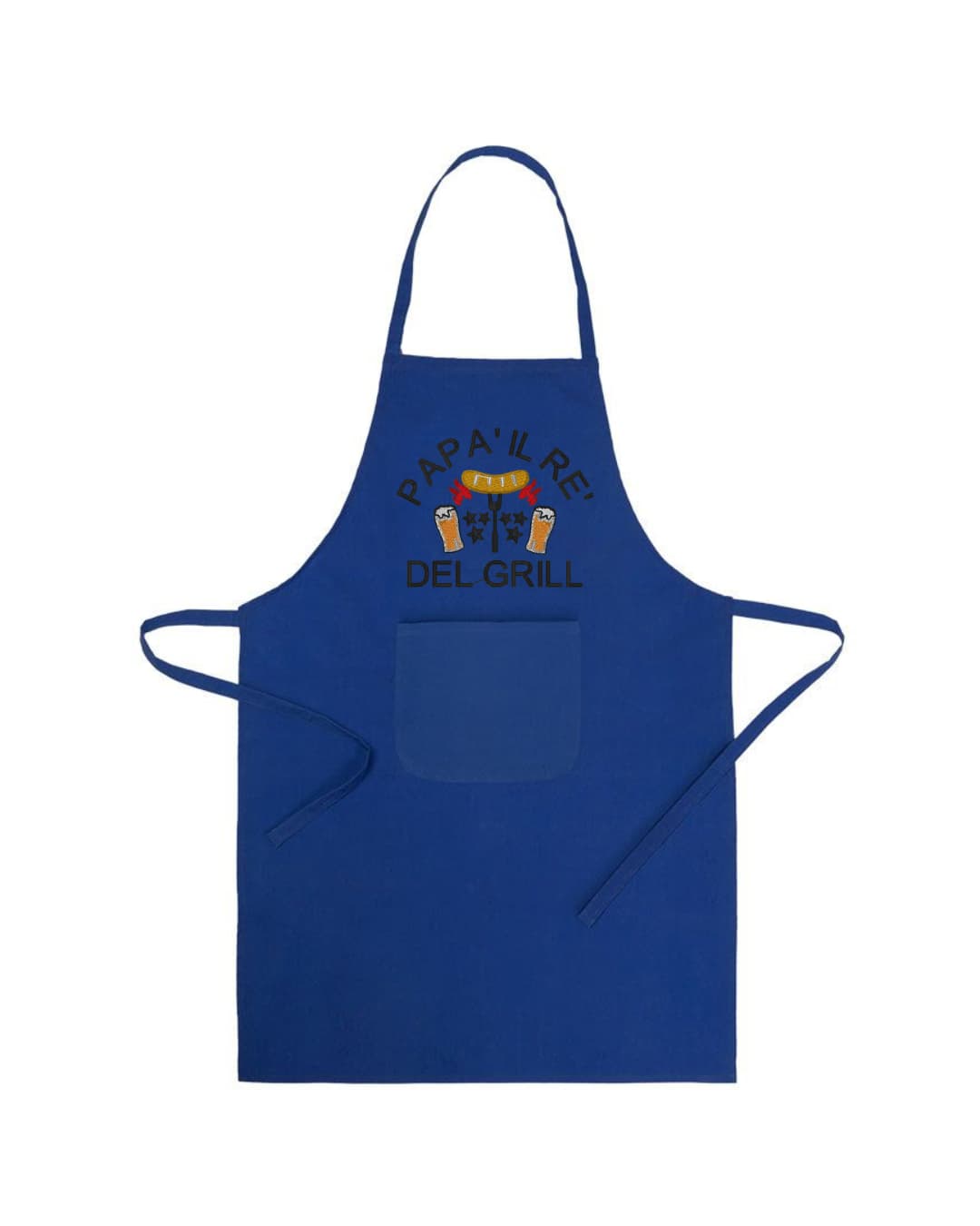 Grembiule in Cotone Riciclato o Poliestere e Cotone – Sostenibile e Pratico – Cucina e Lavoro – Design Ricamato Con scritta Papà il re del grill-Biiply