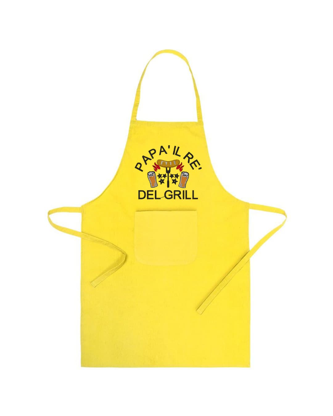 Grembiule in Cotone Riciclato o Poliestere e Cotone – Sostenibile e Pratico – Cucina e Lavoro – Design Ricamato Con scritta Papà il re del grill-Biiply
