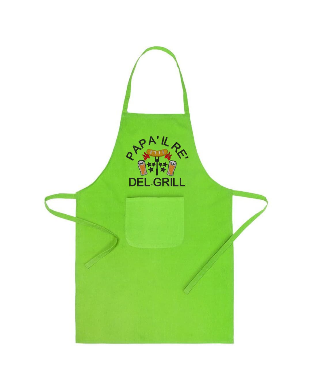 Grembiule in Cotone Riciclato o Poliestere e Cotone – Sostenibile e Pratico – Cucina e Lavoro – Design Ricamato Con scritta Papà il re del grill-Biiply