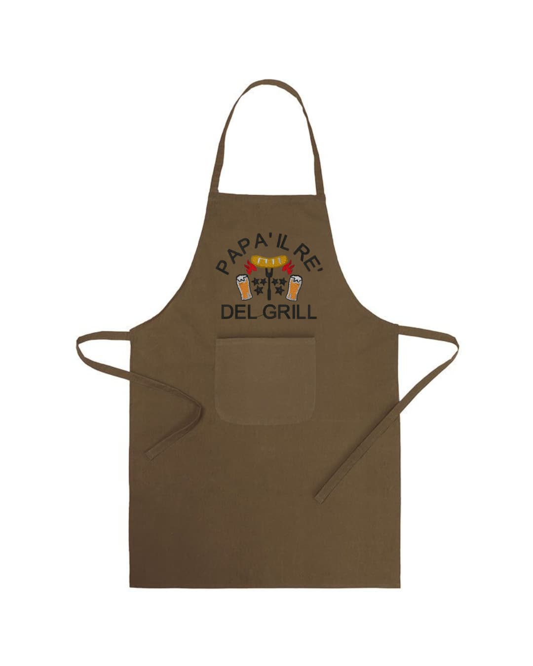 Grembiule in Cotone Riciclato o Poliestere e Cotone – Sostenibile e Pratico – Cucina e Lavoro – Design Ricamato Con scritta Papà il re del grill-Biiply
