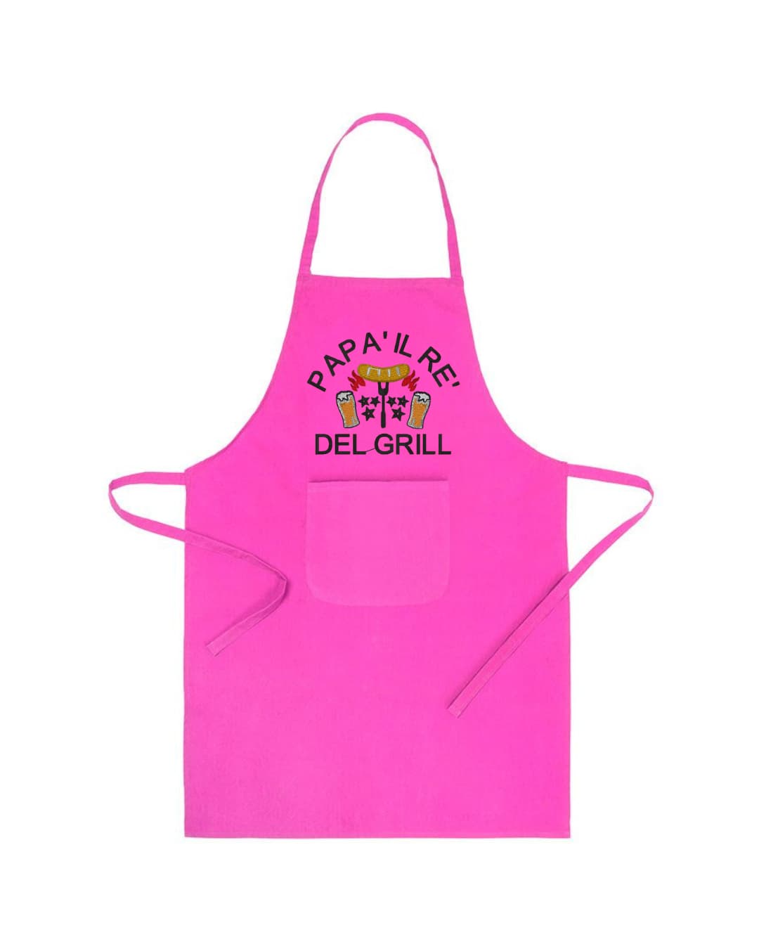 Grembiule in Cotone Riciclato o Poliestere e Cotone – Sostenibile e Pratico – Cucina e Lavoro – Design Ricamato Con scritta Papà il re del grill-Biiply