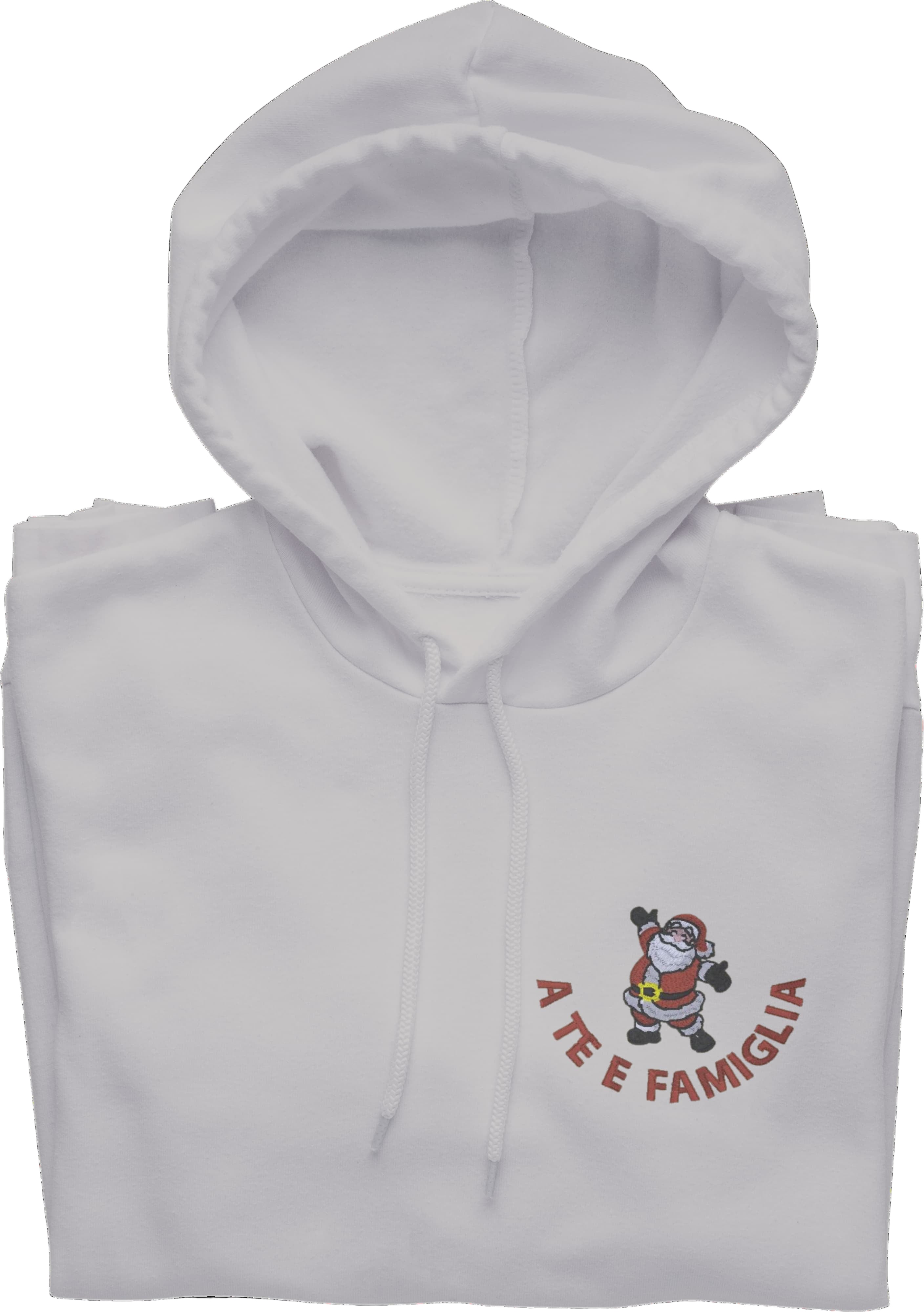 Felpa Ricamata Unisex – Morbida con Cappuccio e Tasca Frontale – Stile Streetwear – Happy Babbo Natale A te e famiglia