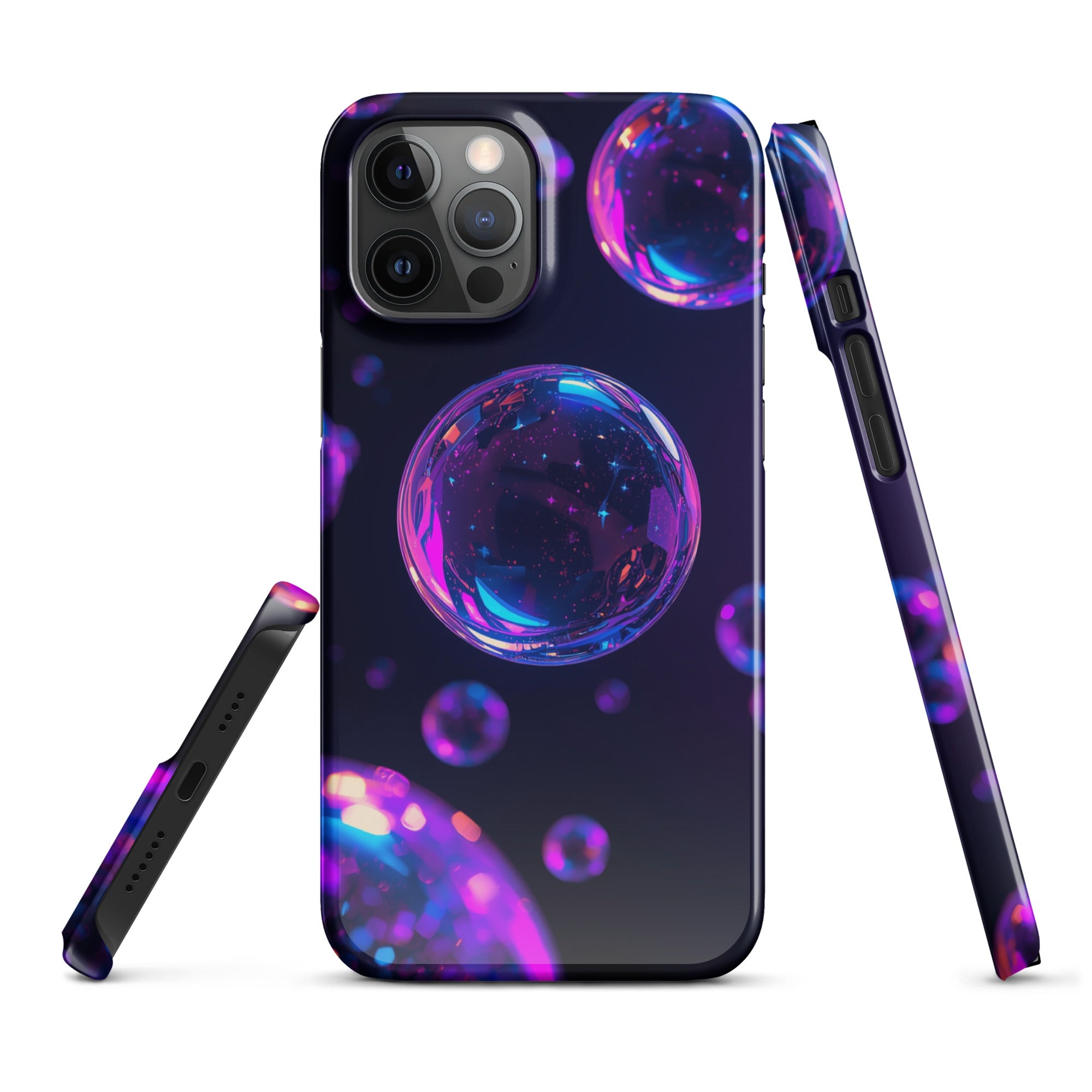 Foto di - Cover Resistente e Compatibile con Ricarica Wireless iPhone – Purple Bubbles-Smartphone-Biiply