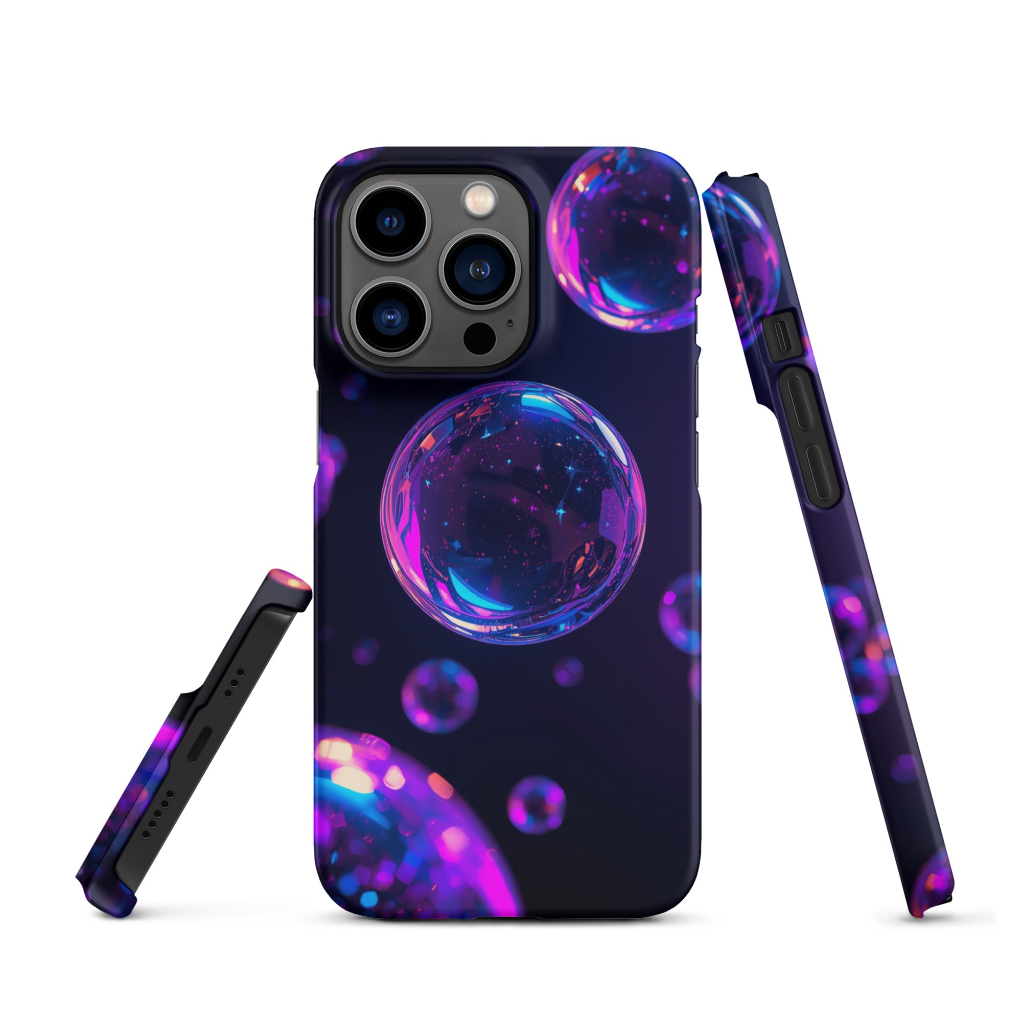 Foto di - Cover Resistente e Compatibile con Ricarica Wireless iPhone – Purple Bubbles-Smartphone-Biiply