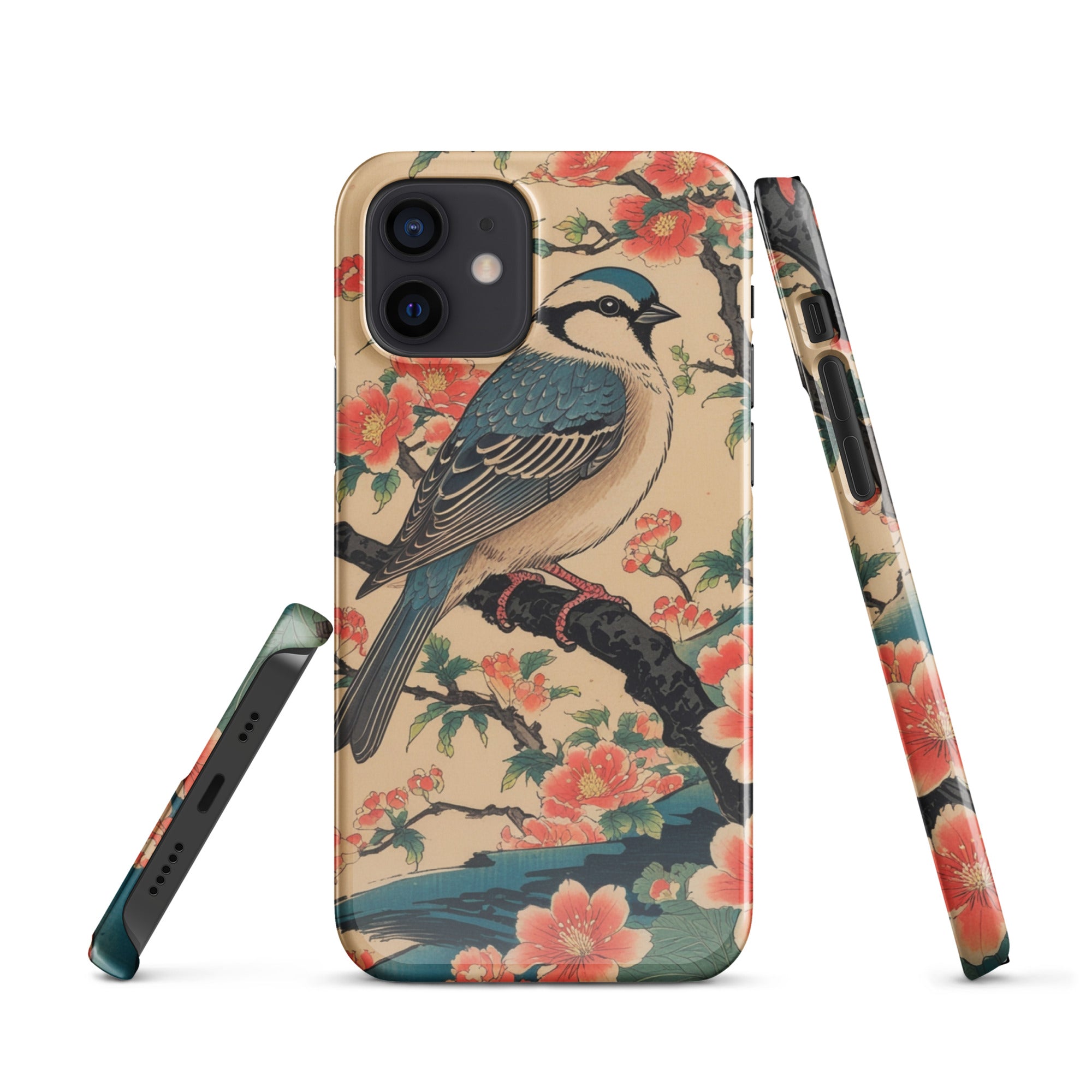 Foto di - Cover Resistente e Compatibile con Ricarica Wireless iPhone – Uccellino Stile Giapponese-Smartphone-Biiply