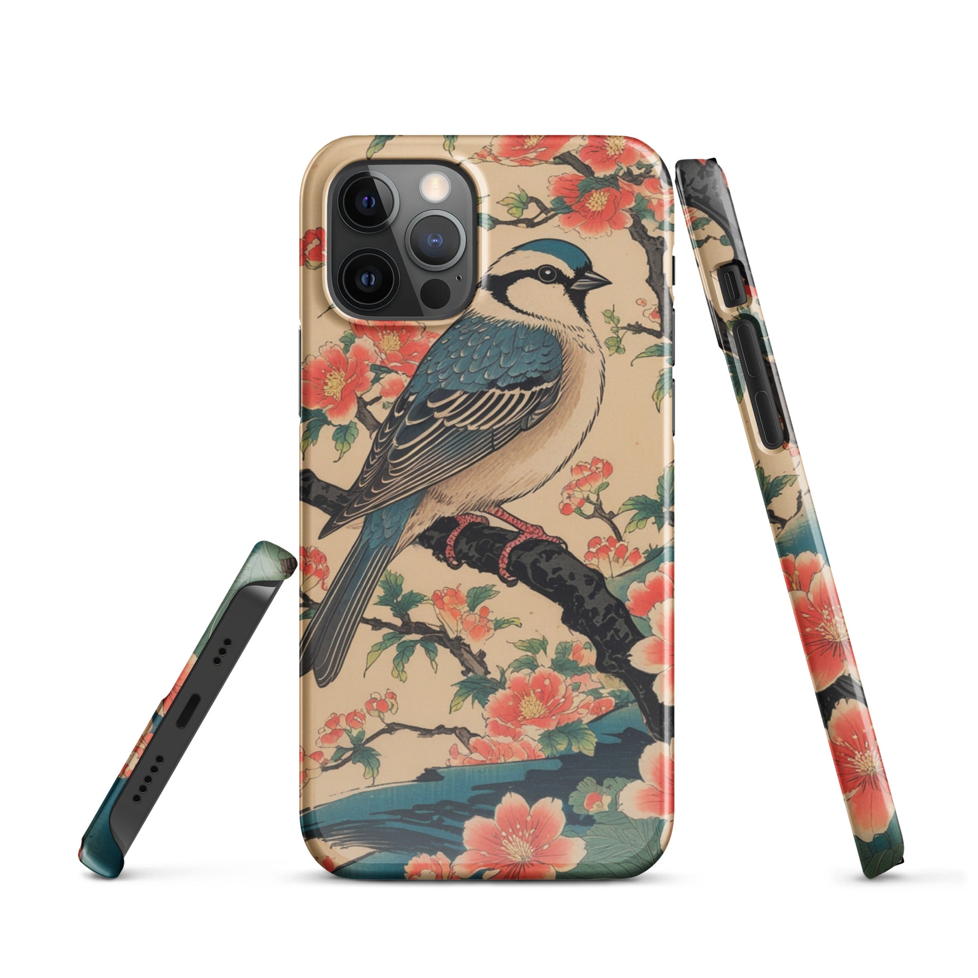 Foto di - Cover Resistente e Compatibile con Ricarica Wireless iPhone – Uccellino Stile Giapponese-Smartphone-Biiply