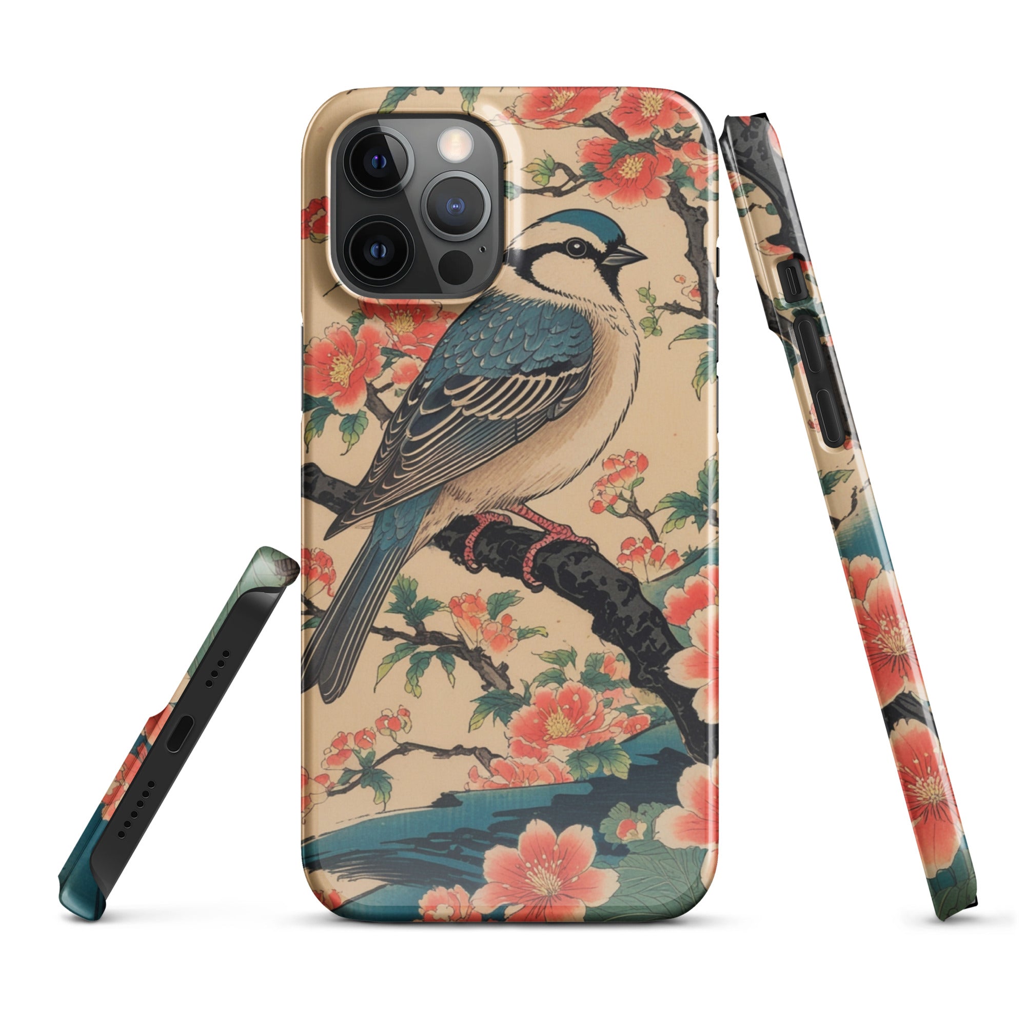 Foto di - Cover Resistente e Compatibile con Ricarica Wireless iPhone – Uccellino Stile Giapponese-Smartphone-Biiply