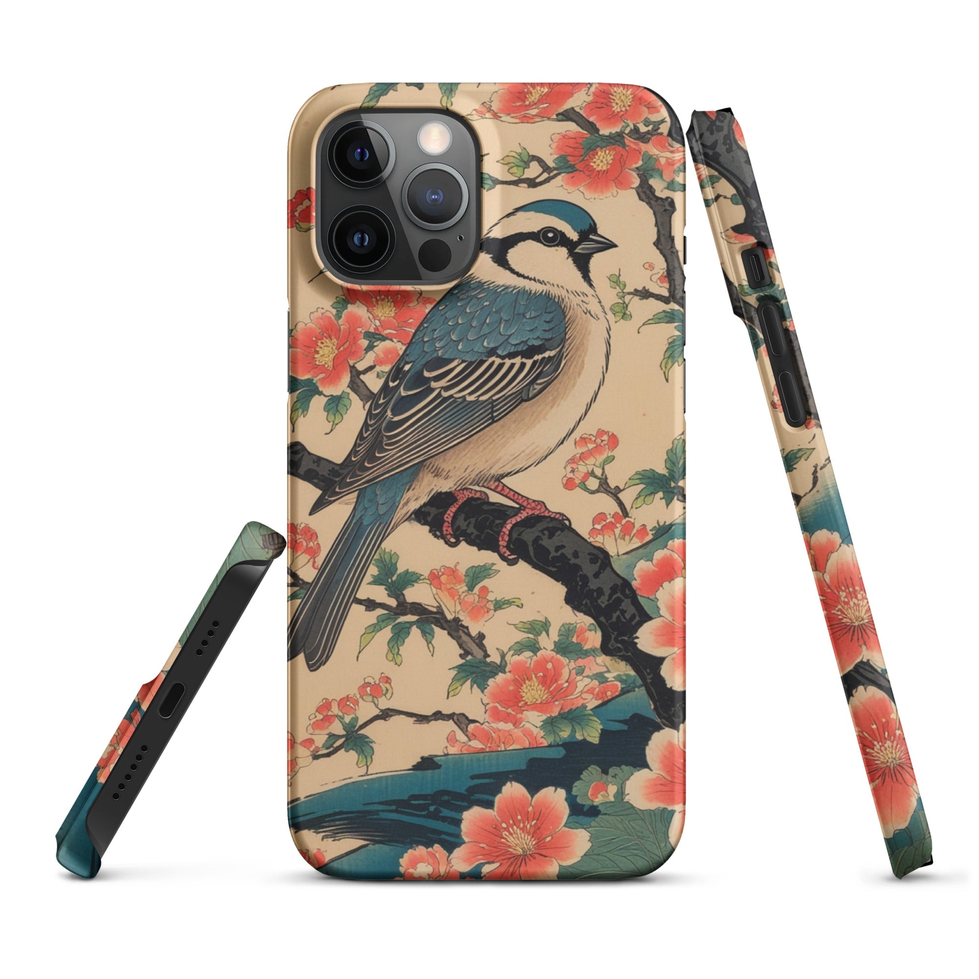 Foto di - Cover Resistente e Compatibile con Ricarica Wireless iPhone – Uccellino Stile Giapponese-Smartphone-Biiply