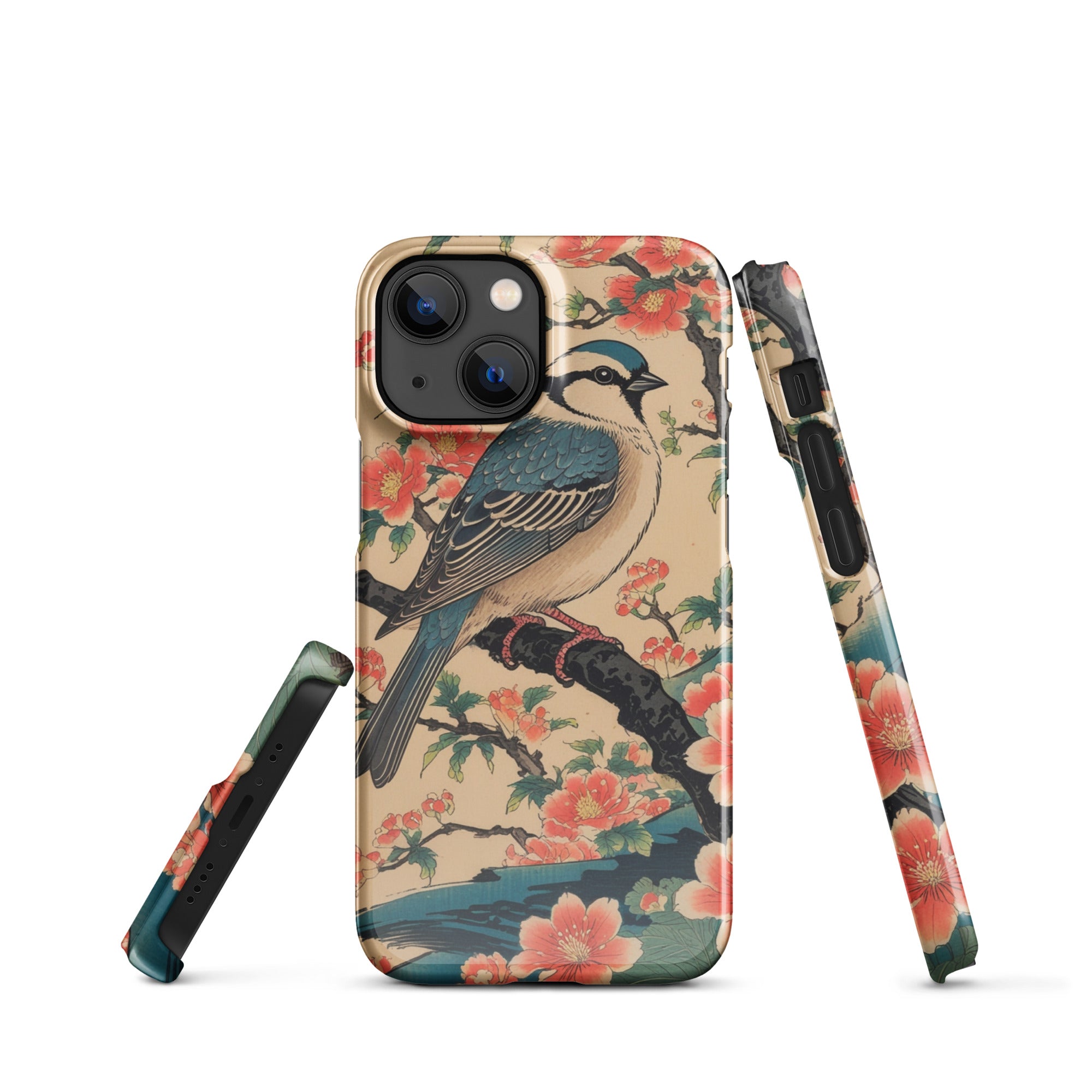 Foto di - Cover Resistente e Compatibile con Ricarica Wireless iPhone – Uccellino Stile Giapponese-Smartphone-Biiply