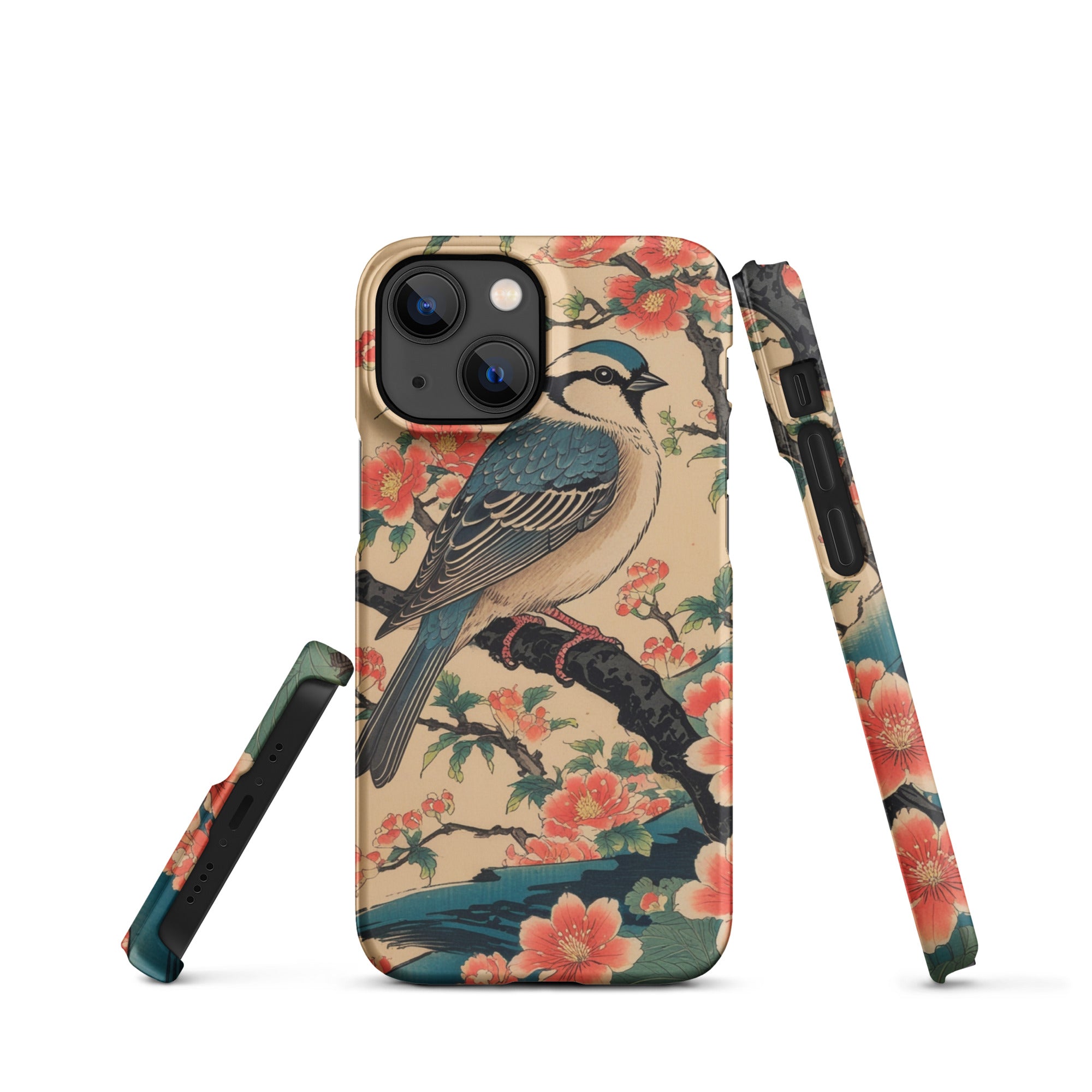 Foto di - Cover Resistente e Compatibile con Ricarica Wireless iPhone – Uccellino Stile Giapponese-Smartphone-Biiply