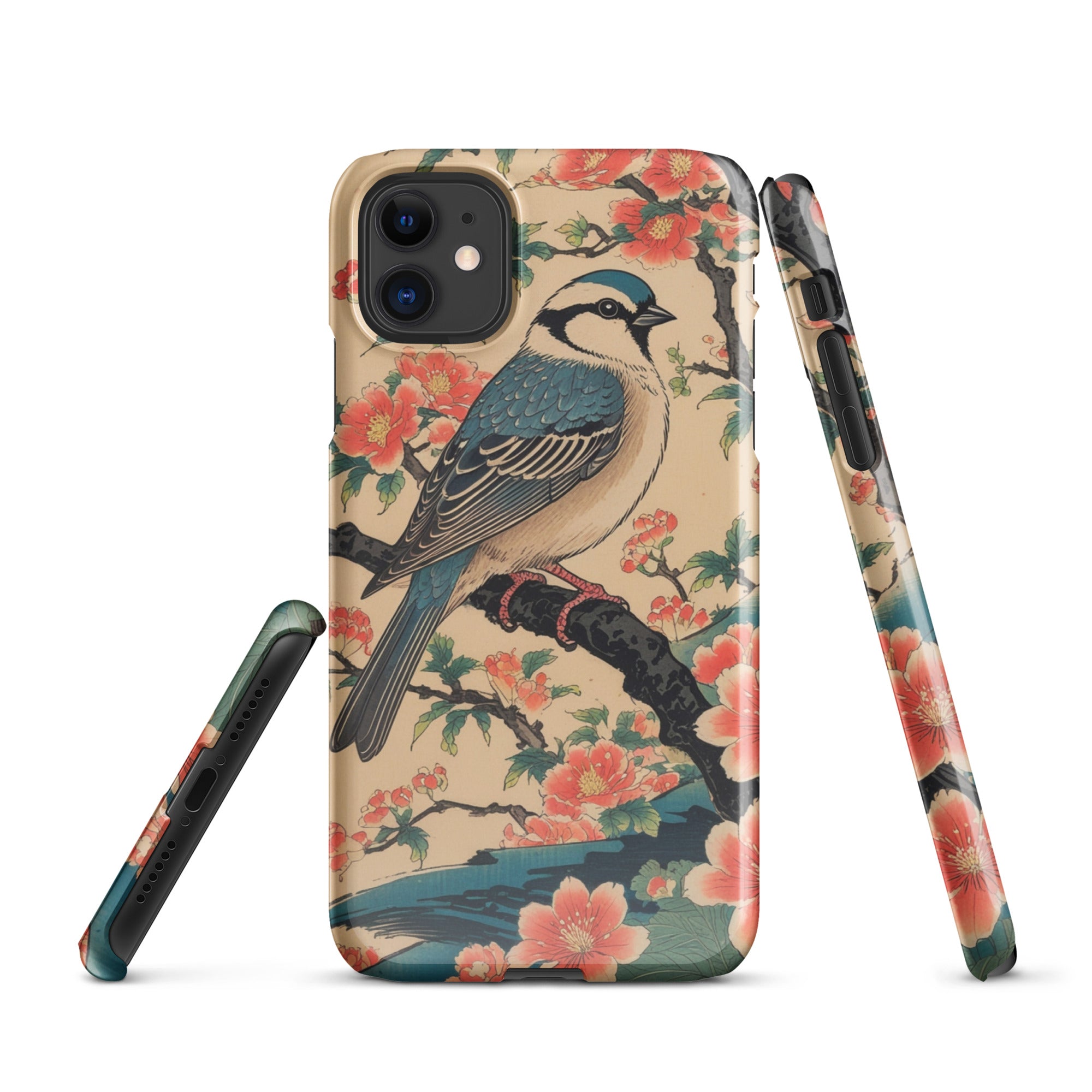 Foto di - Cover Resistente e Compatibile con Ricarica Wireless iPhone – Uccellino Stile Giapponese-Smartphone-Biiply