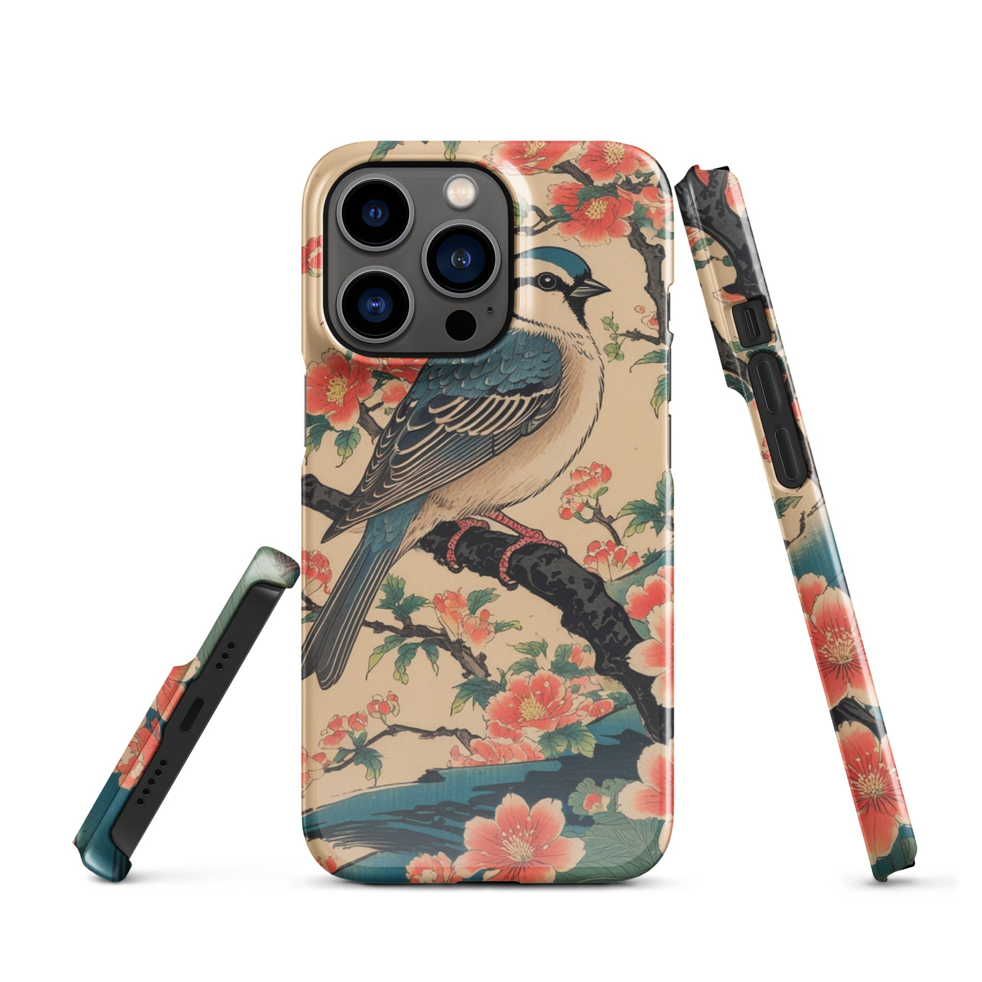 Foto di - Cover Resistente e Compatibile con Ricarica Wireless iPhone – Uccellino Stile Giapponese-Smartphone-Biiply