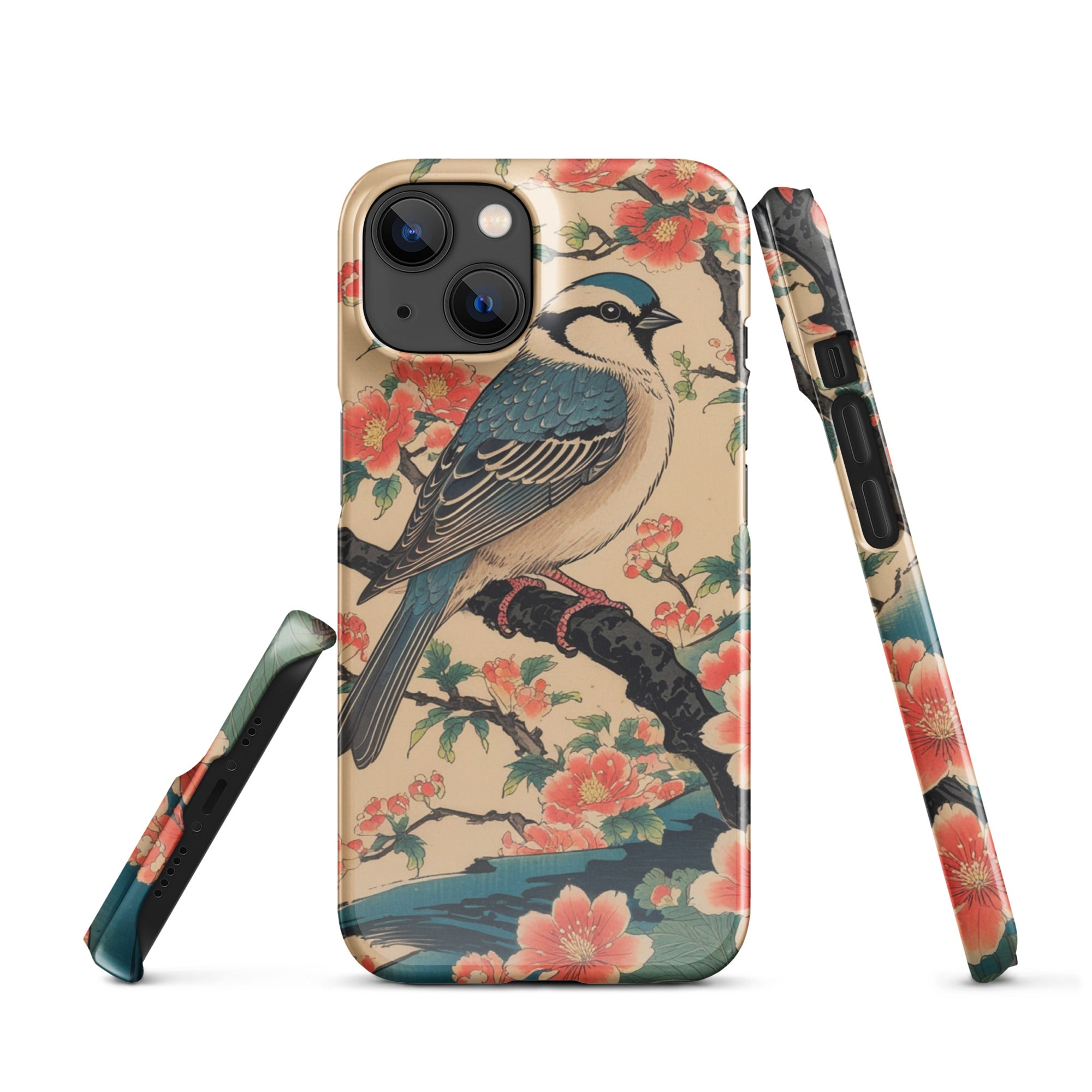 Foto di - Cover Resistente e Compatibile con Ricarica Wireless iPhone – Uccellino Stile Giapponese-Smartphone-Biiply