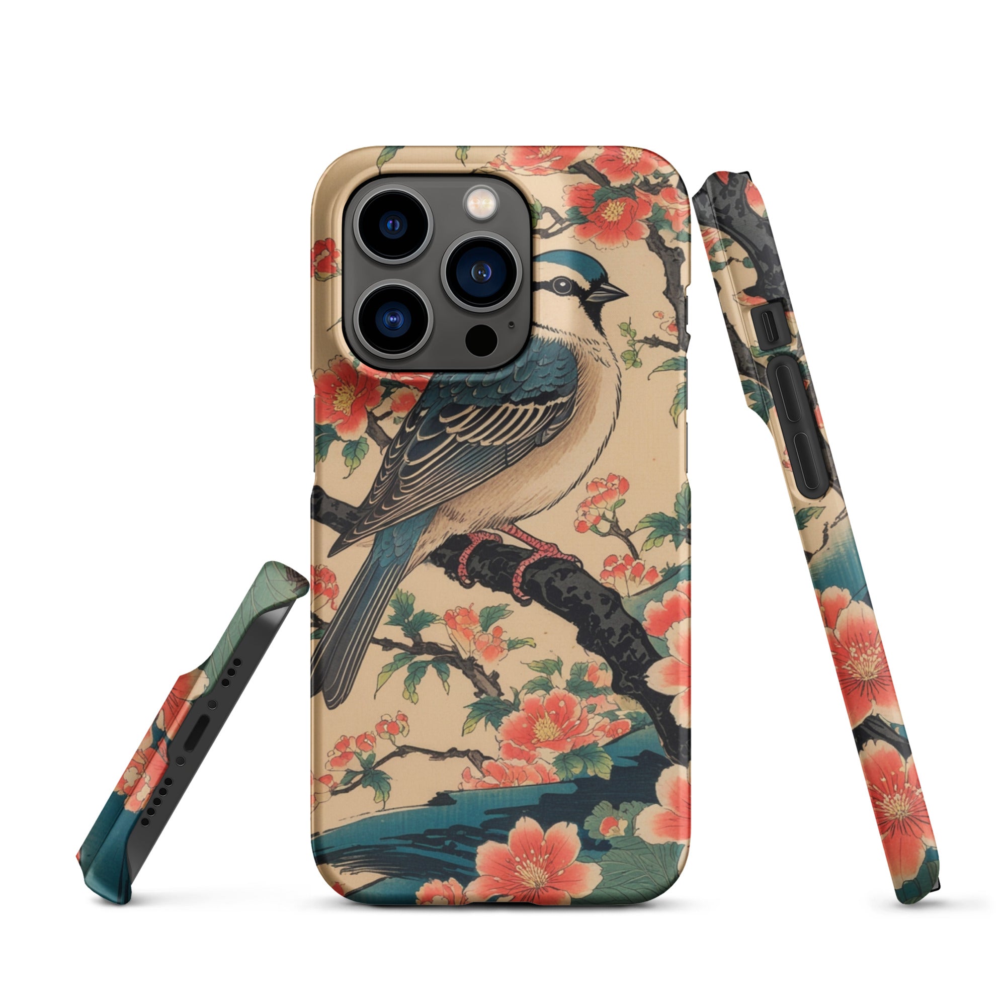 Foto di - Cover Resistente e Compatibile con Ricarica Wireless iPhone – Uccellino Stile Giapponese-Smartphone-Biiply