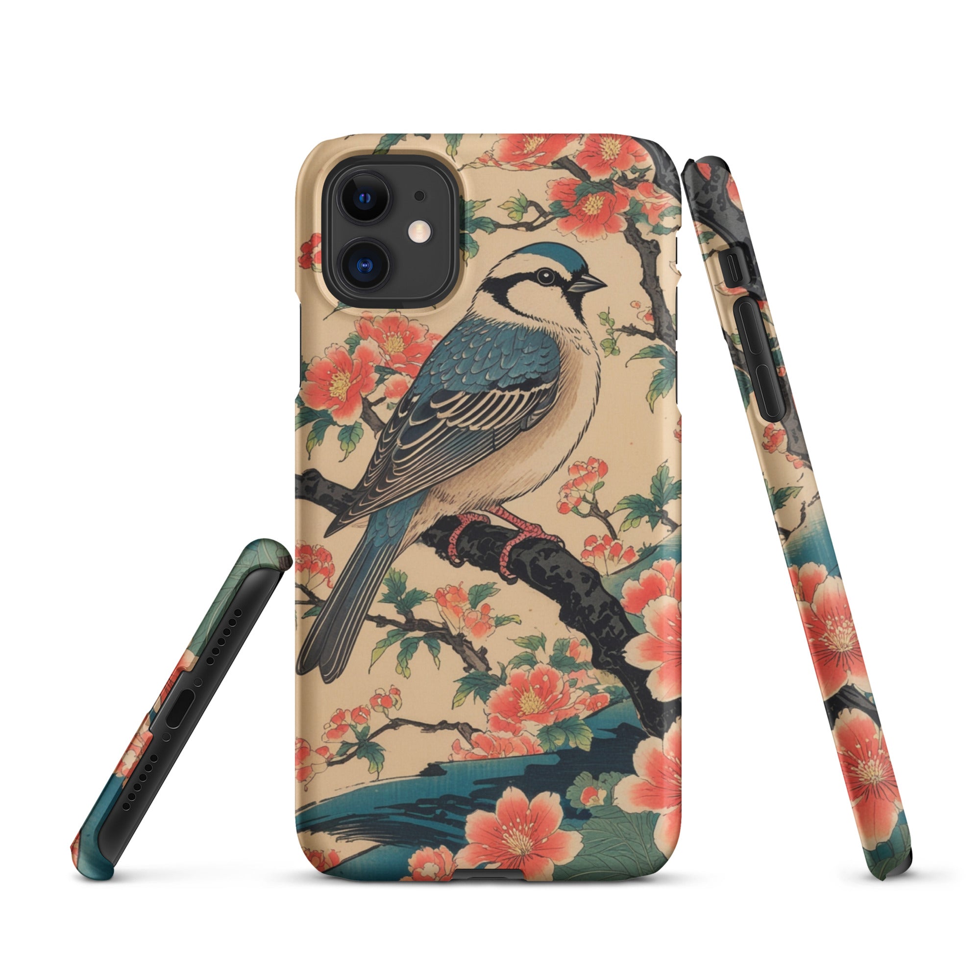 Foto di - Cover Resistente e Compatibile con Ricarica Wireless iPhone – Uccellino Stile Giapponese-Smartphone-Biiply