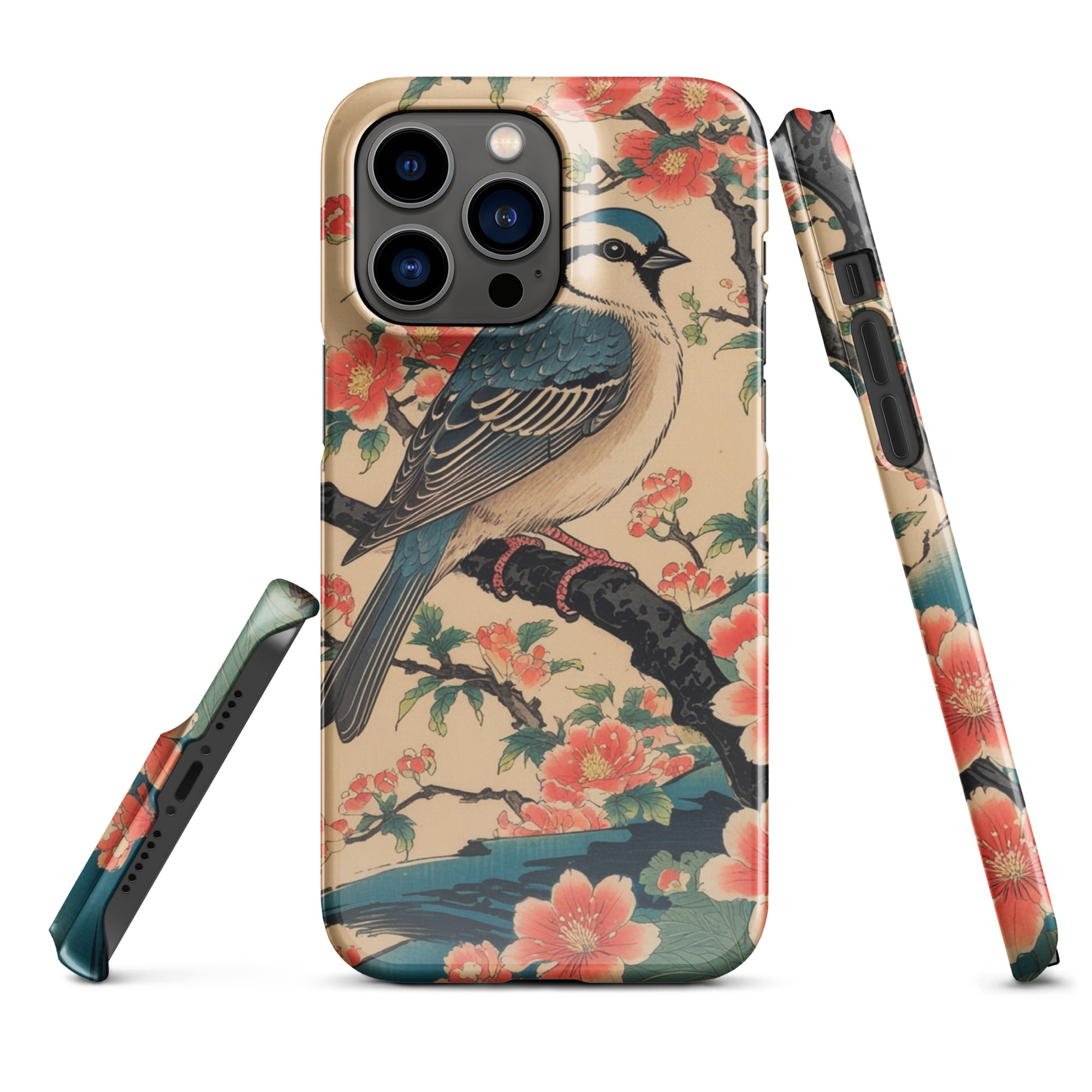 Foto di - Cover Resistente e Compatibile con Ricarica Wireless iPhone – Uccellino Stile Giapponese-Smartphone-Biiply