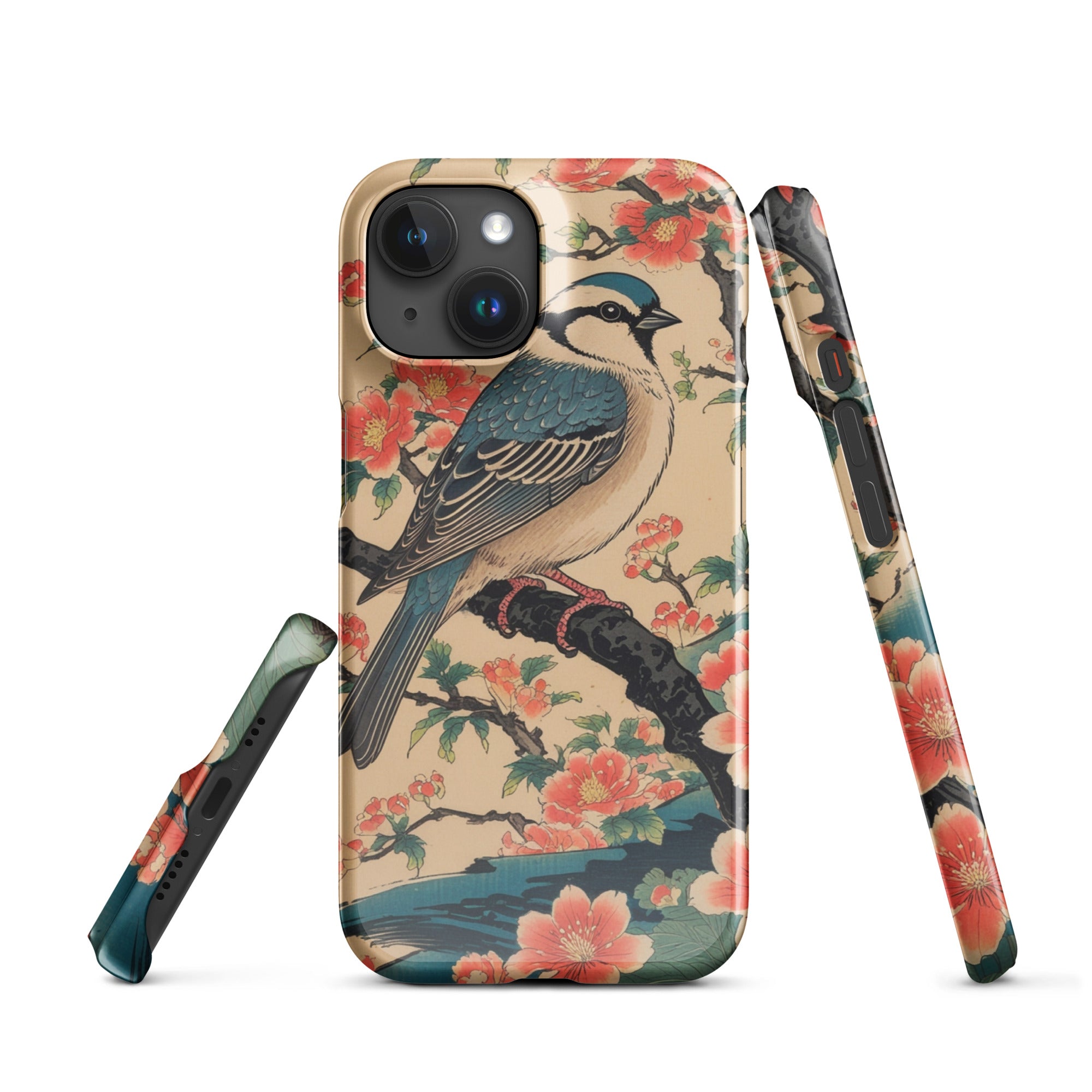 Foto di - Cover Resistente e Compatibile con Ricarica Wireless iPhone – Uccellino Stile Giapponese-Smartphone-Biiply