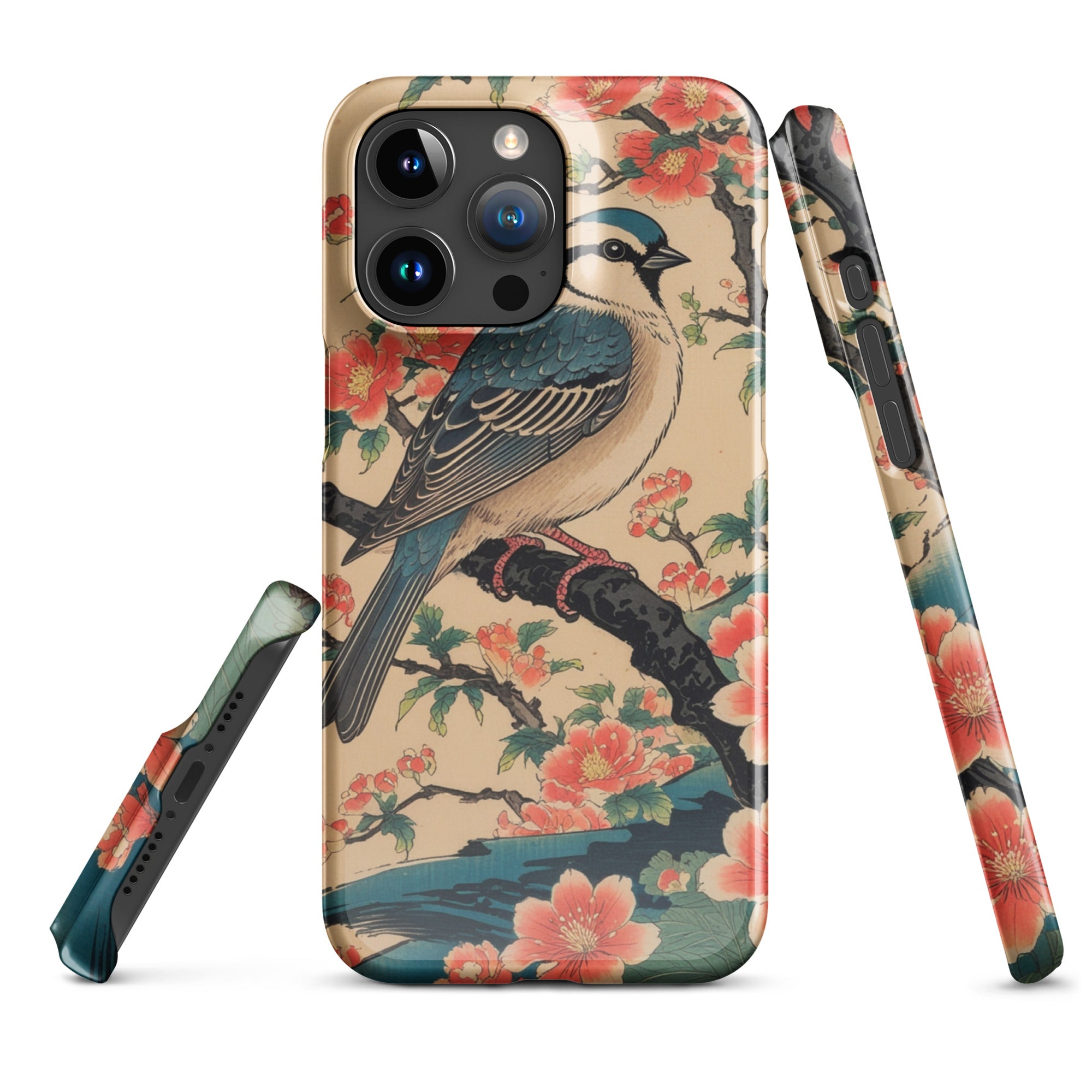 Foto di - Cover Resistente e Compatibile con Ricarica Wireless iPhone – Uccellino Stile Giapponese-Smartphone-Biiply