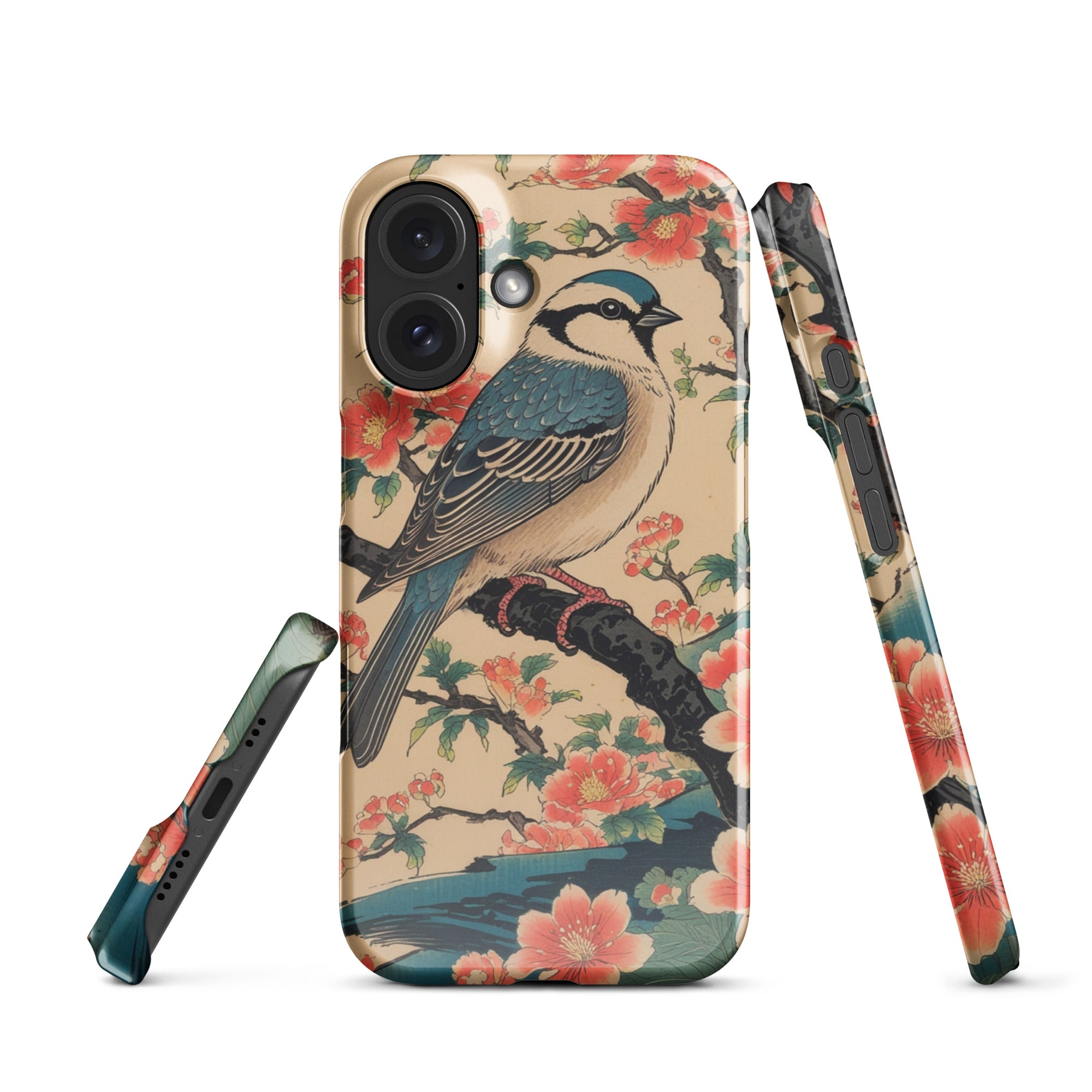 Foto di - Cover Resistente e Compatibile con Ricarica Wireless iPhone – Uccellino Stile Giapponese-Smartphone-Biiply