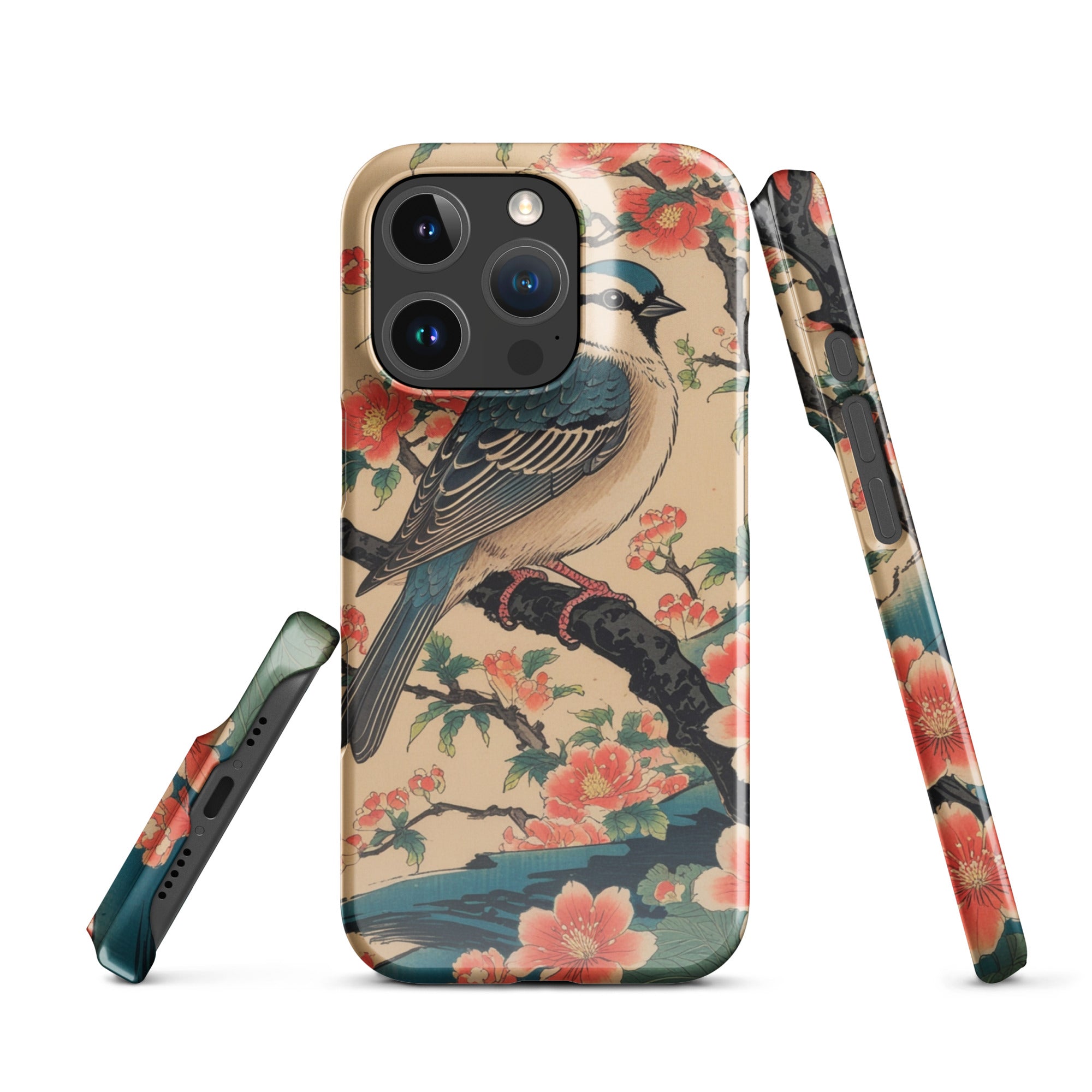 Foto di - Cover Resistente e Compatibile con Ricarica Wireless iPhone – Uccellino Stile Giapponese-Smartphone-Biiply