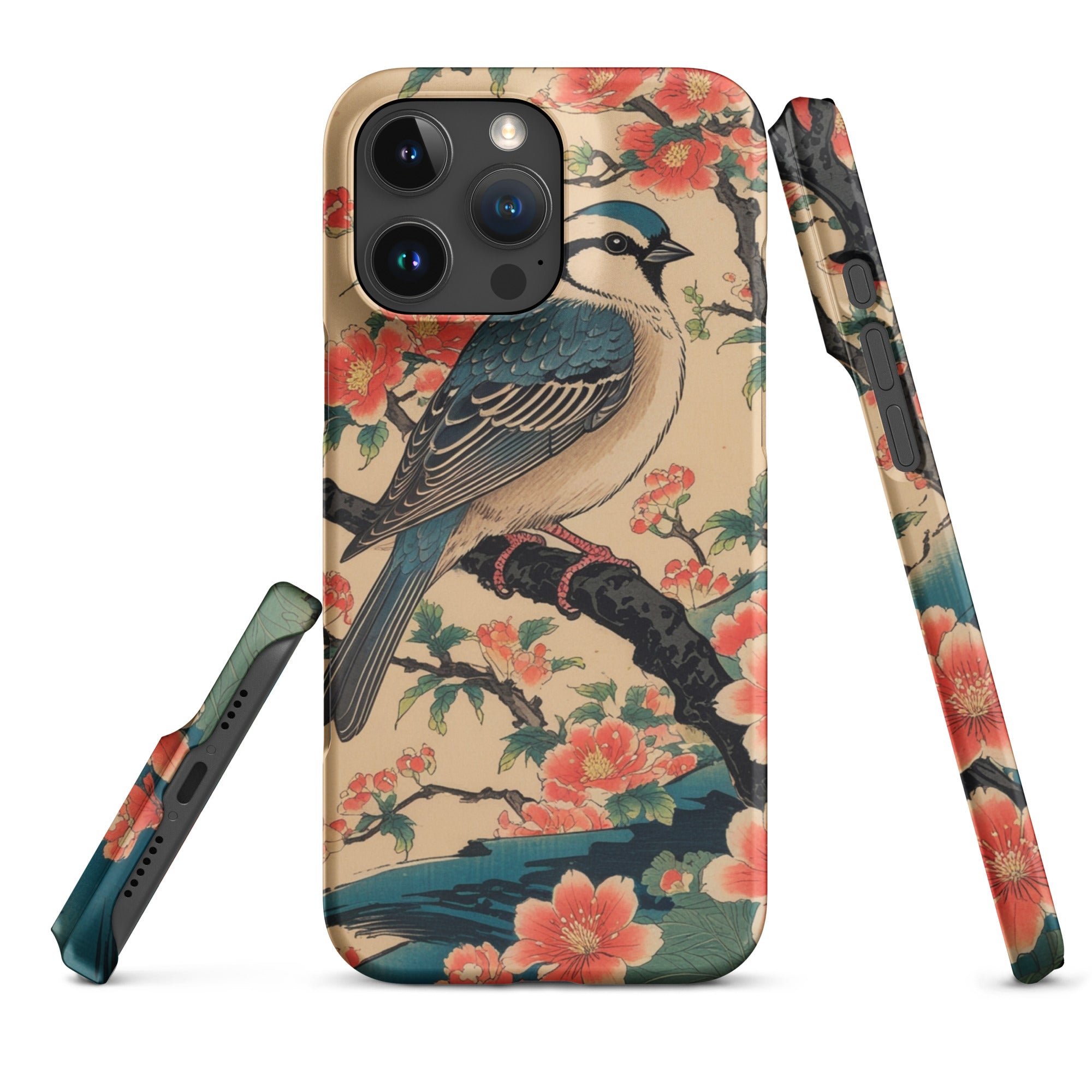 Foto di - Cover Resistente e Compatibile con Ricarica Wireless iPhone – Uccellino Stile Giapponese-Smartphone-Biiply