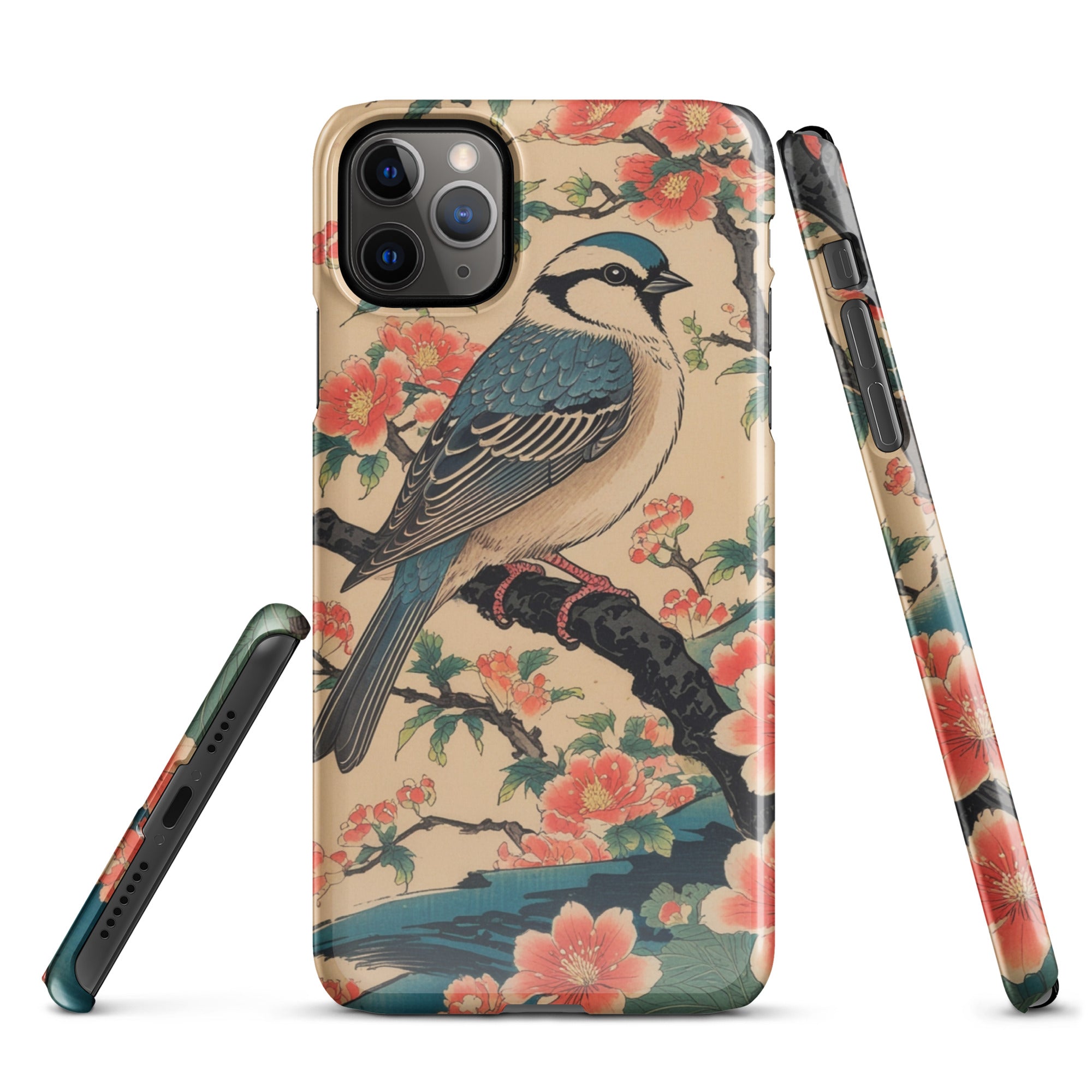 Foto di - Cover Resistente e Compatibile con Ricarica Wireless iPhone – Uccellino Stile Giapponese-Smartphone-Biiply