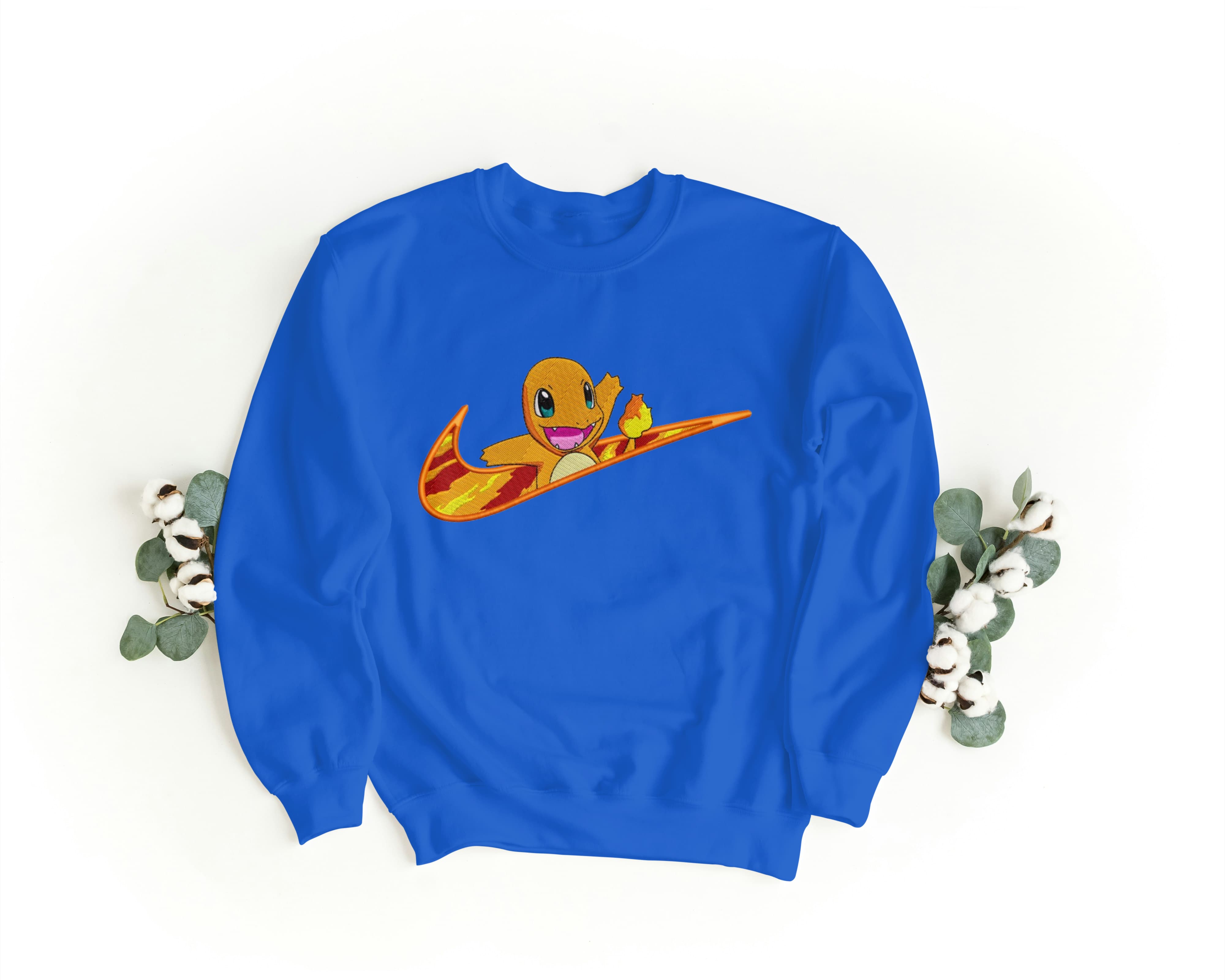 Foto di - Felpa Ricamata Unisex – Morbida – Stile Streetwear – Swoosh + Charamander-Ricamati-Biiply