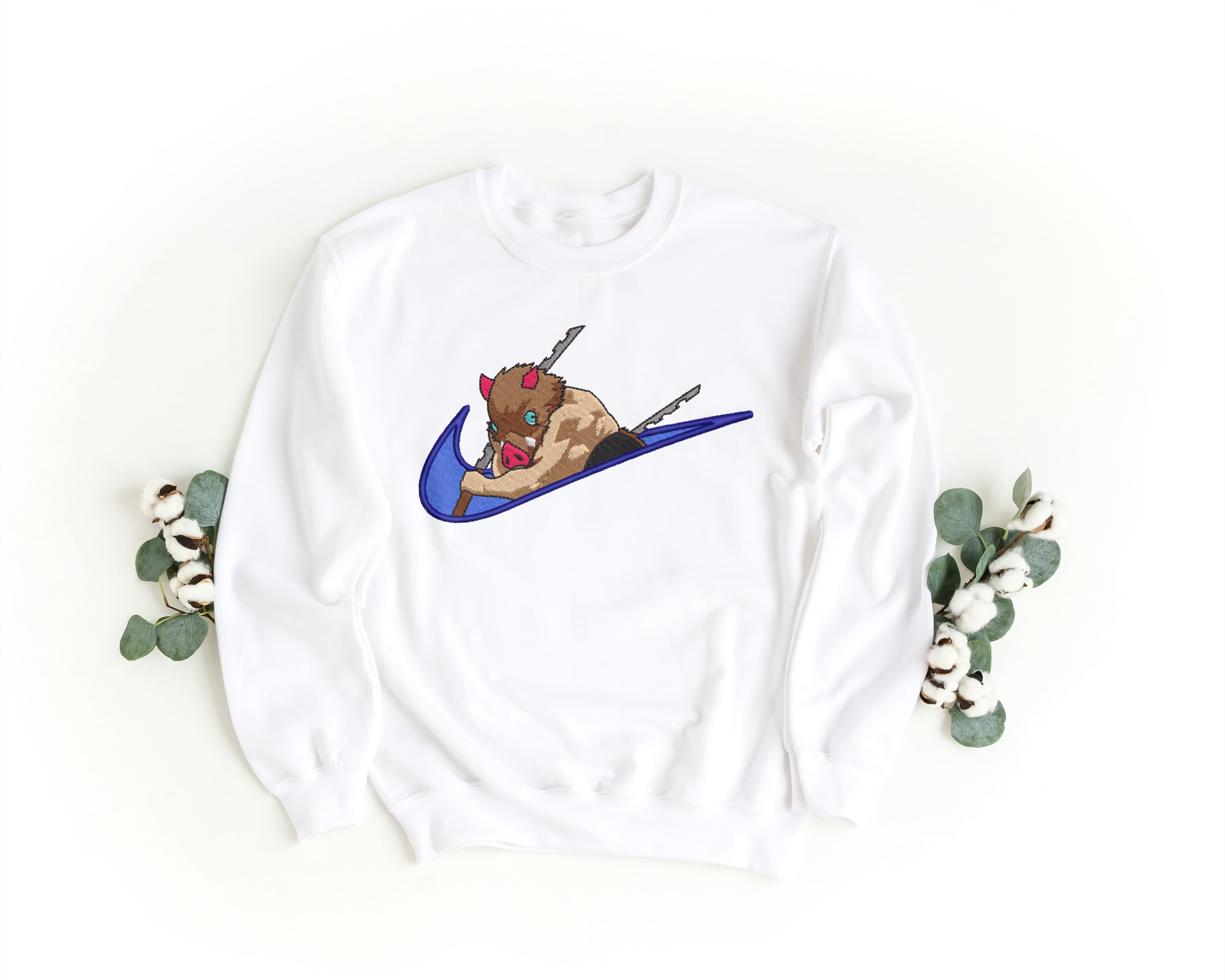 Foto di - Felpa Ricamata Unisex – Morbida – Stile Streetwear – Swoosh Inosuke-Ricamati-Biiply