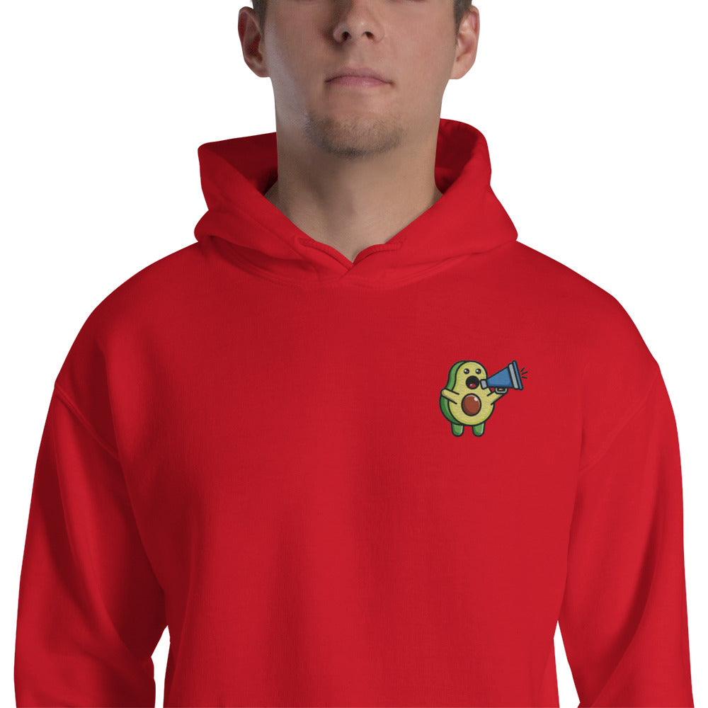 Foto di - Felpa Ricamata Unisex – Morbida con Cappuccio e Tasca Frontale – Stile Streetwear – Avocado Con Megafono-Ricamati-Biiply