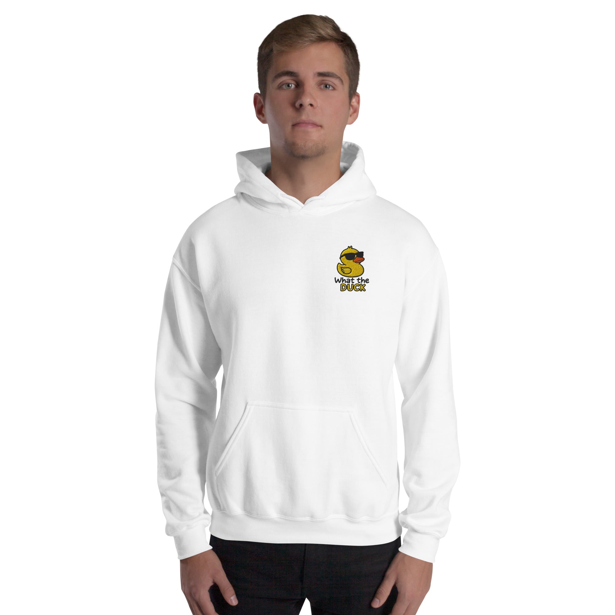 Foto di - Felpa Ricamata Unisex – Morbida con Cappuccio e Tasca Frontale – Stile Streetwear – What Duck-Ricamati-Biiply