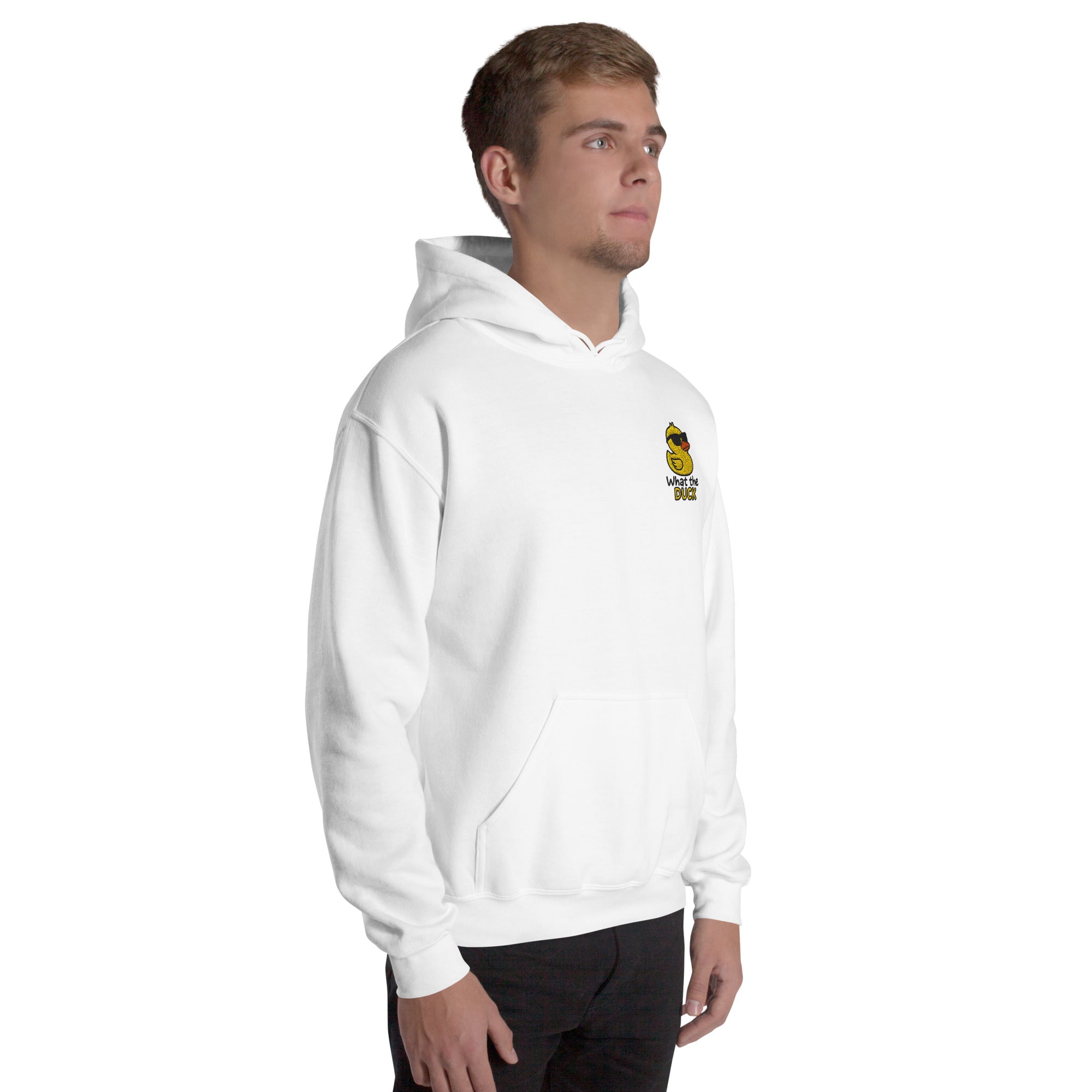 Foto di - Felpa Ricamata Unisex – Morbida con Cappuccio e Tasca Frontale – Stile Streetwear – What Duck-Ricamati-Biiply