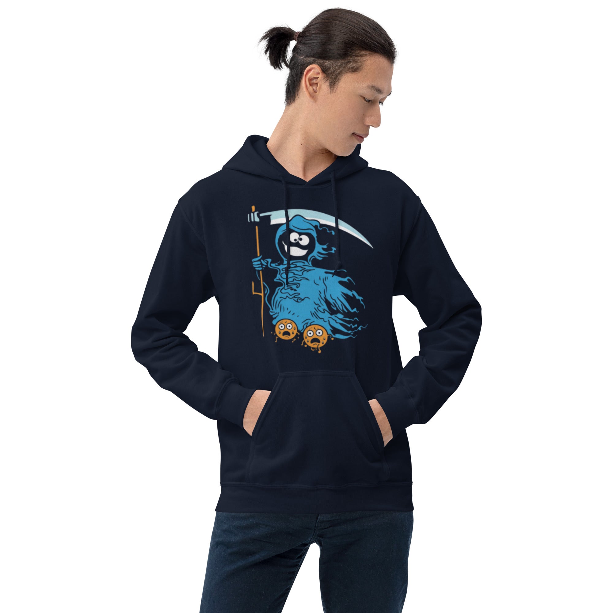 Foto di - Felpa Stampata Unisex – Morbida con Cappuccio e Tasca Frontale – Stile Streetwear – Blue Ghost-DTG-Biiply