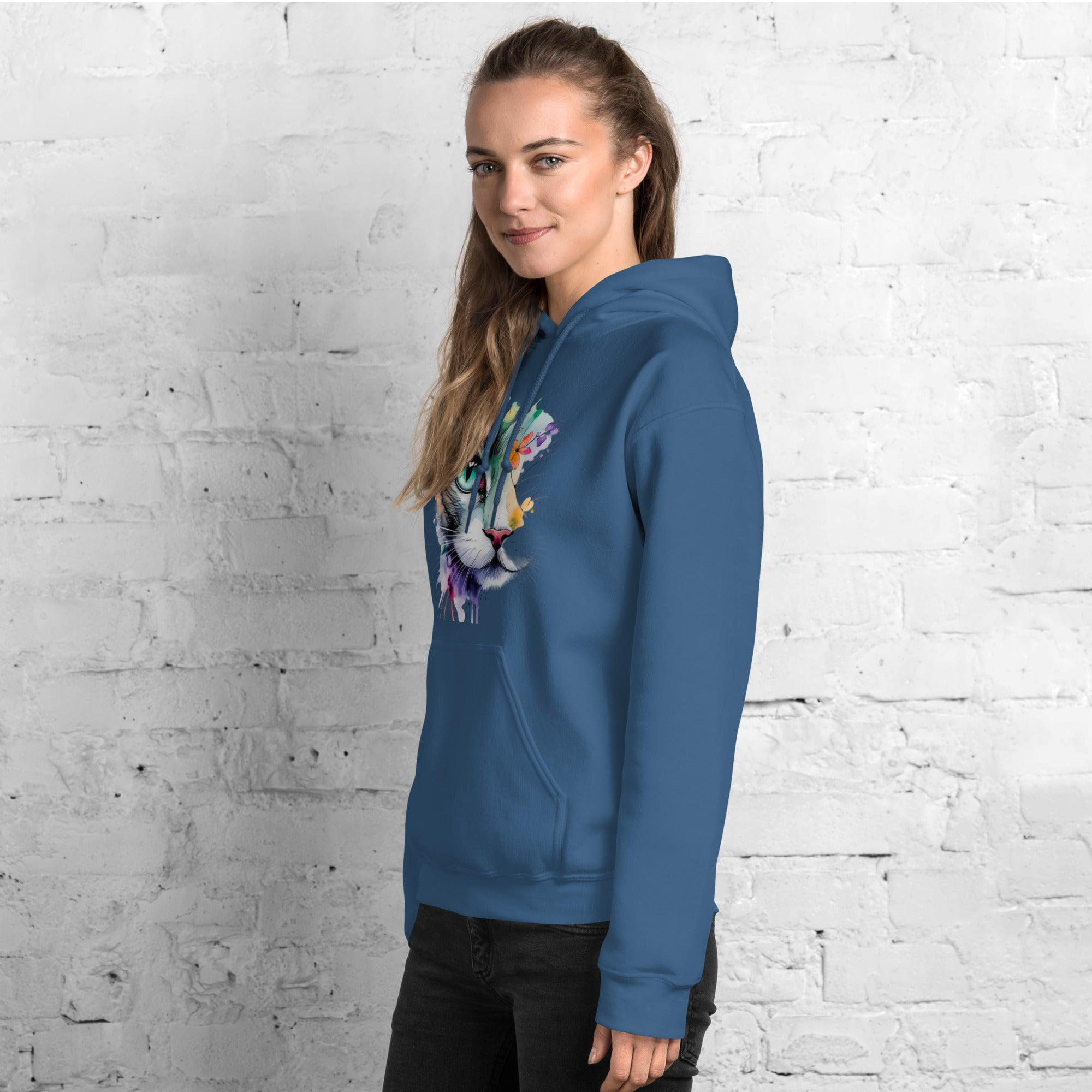 Foto di - Felpa Stampata Unisex – Morbida con Cappuccio e Tasca Frontale – Stile Streetwear – Cat color-DTG-Biiply