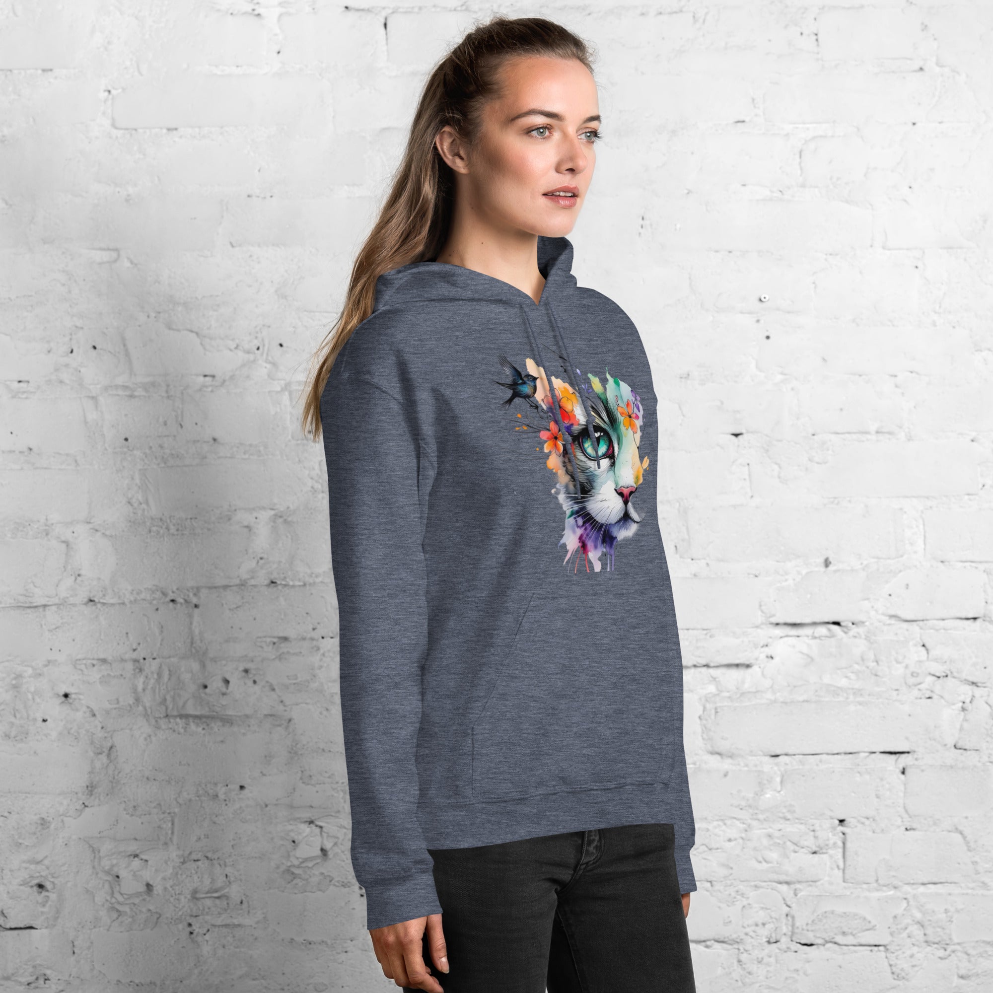 Foto di - Felpa Stampata Unisex – Morbida con Cappuccio e Tasca Frontale – Stile Streetwear – Cat color-DTG-Biiply