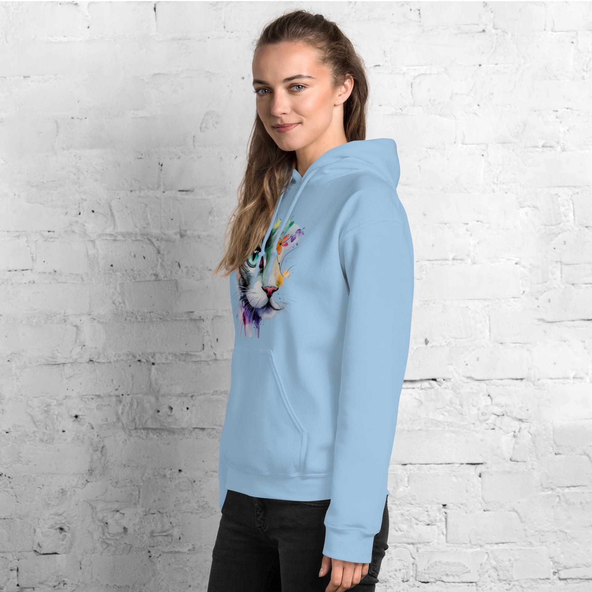 Foto di - Felpa Stampata Unisex – Morbida con Cappuccio e Tasca Frontale – Stile Streetwear – Cat color-DTG-Biiply