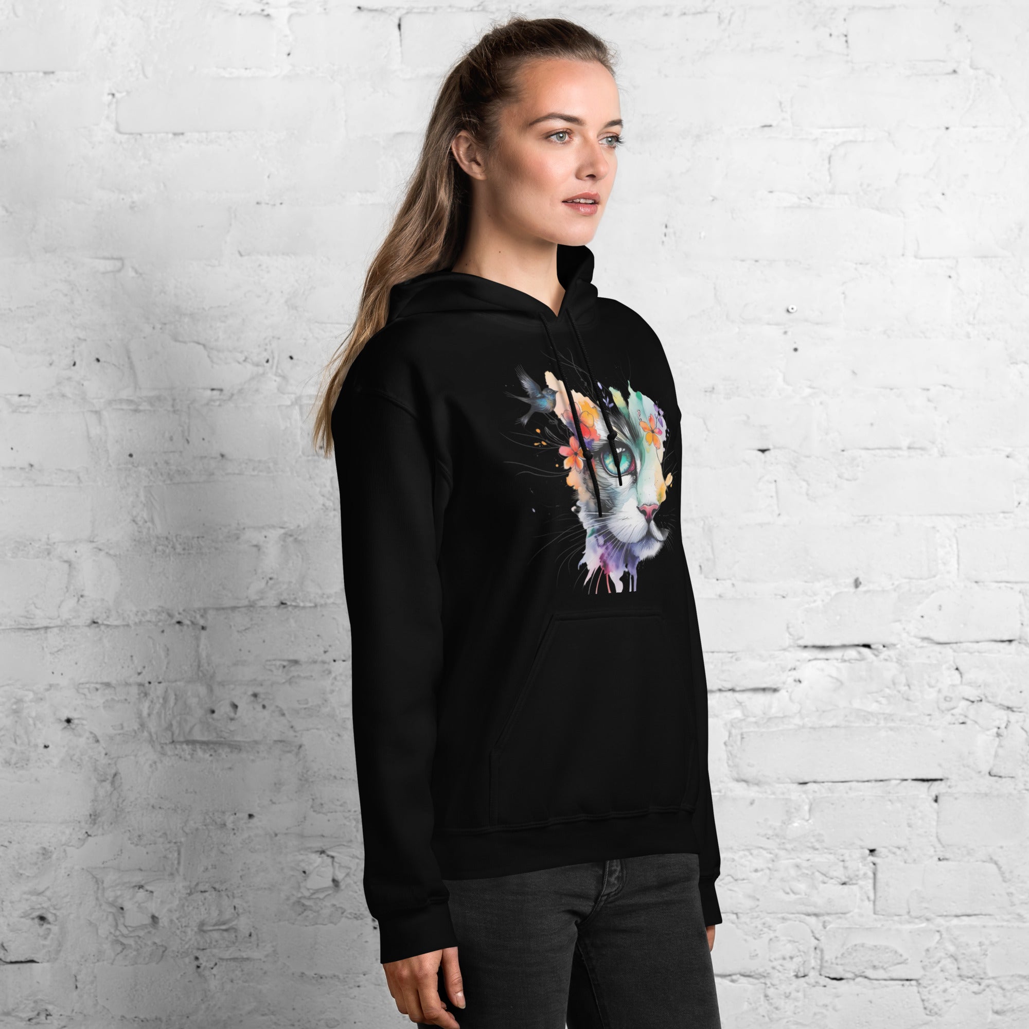 Foto di - Felpa Stampata Unisex – Morbida con Cappuccio e Tasca Frontale – Stile Streetwear – Cat color-DTG-Biiply