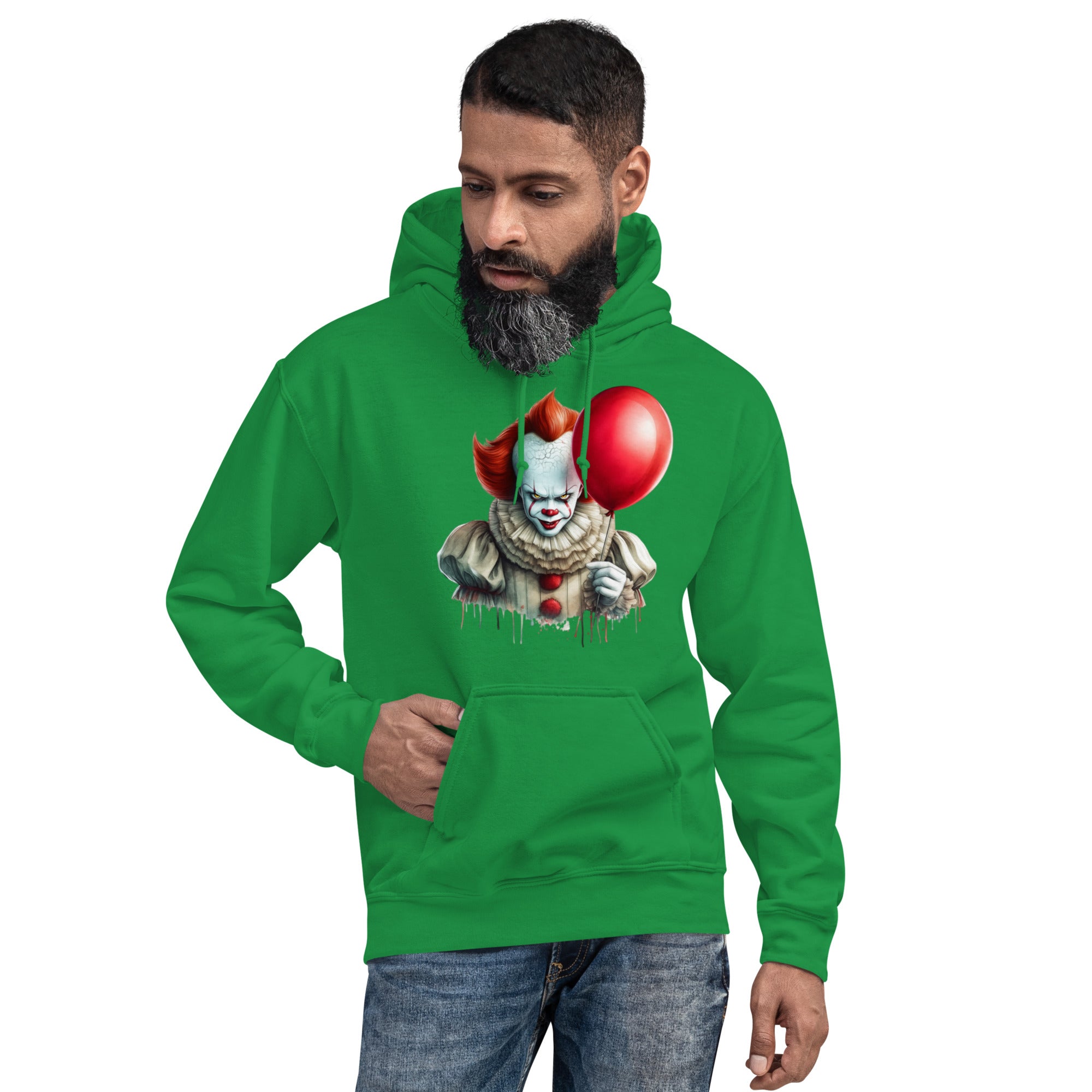 Foto di - Felpa Stampata Unisex – Morbida con Cappuccio e Tasca Frontale – Stile Streetwear - Clown Con palloncino-DTG-Biiply