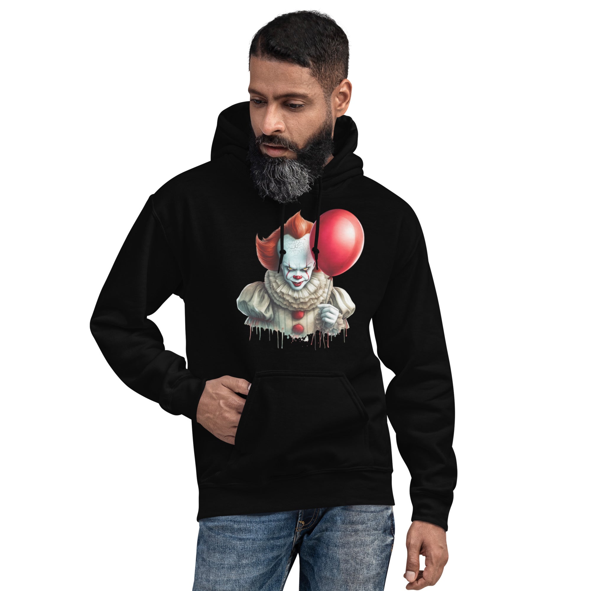 Foto di - Felpa Stampata Unisex – Morbida con Cappuccio e Tasca Frontale – Stile Streetwear - Clown Con palloncino-DTG-Biiply
