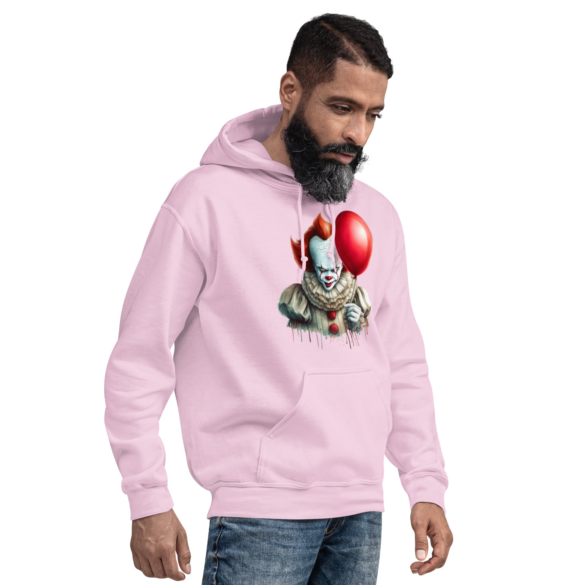 Foto di - Felpa Stampata Unisex – Morbida con Cappuccio e Tasca Frontale – Stile Streetwear - Clown Con palloncino-DTG-Biiply