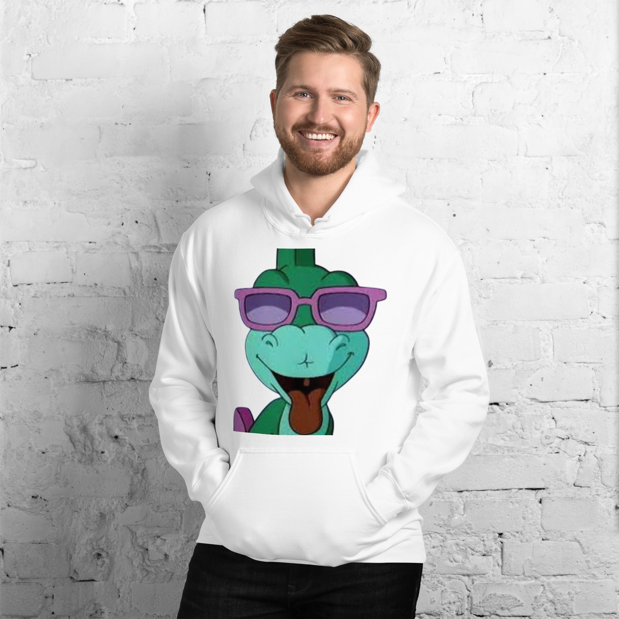 Foto di - Felpa Stampata Unisex – Morbida con Cappuccio e Tasca Frontale – Stile Streetwear – Dinosauro Verde-DTG-Biiply